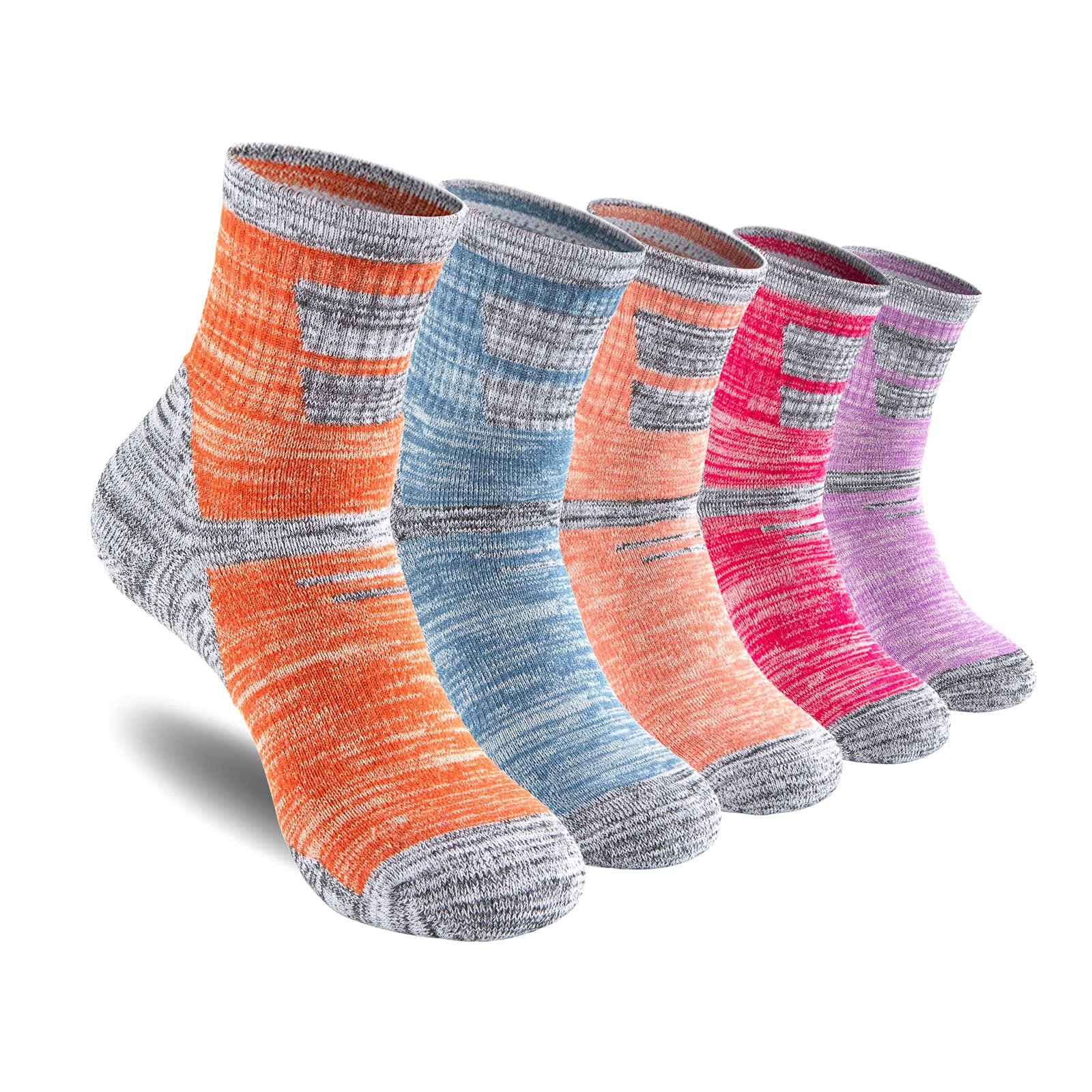 Women's Hiking Socks - 3/5 Pairs Moisture-Wicking Trekking Crew Socks for Outdoor Sports & Walking