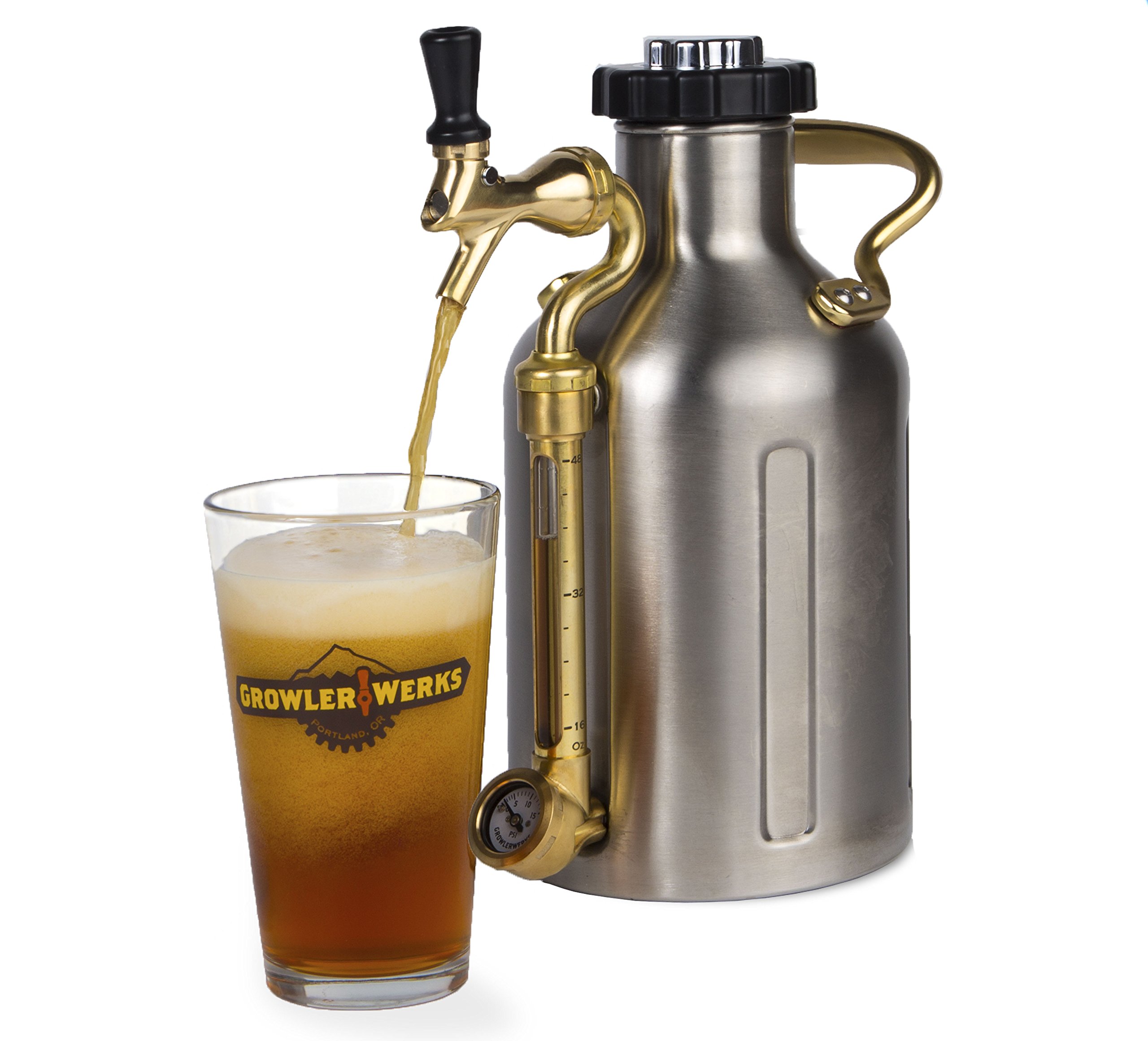 GrowlerWerks uKeg 64 oz Stainless Steel Carbonated Growler - Perfect Gift for Beer Lovers | Keep Beer Fresh & Carbonated for Parties, Camping & Home Brewing