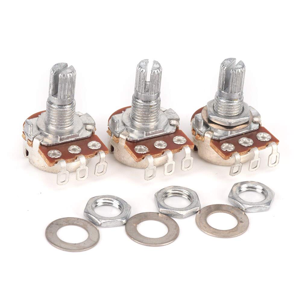 3-Piece Chrome Guitar Switch Knob A250K Potentiometer - Split Shaft Audio Tone Control for Electric Guitars | Perfect for DIY Guitar Repair & Customization