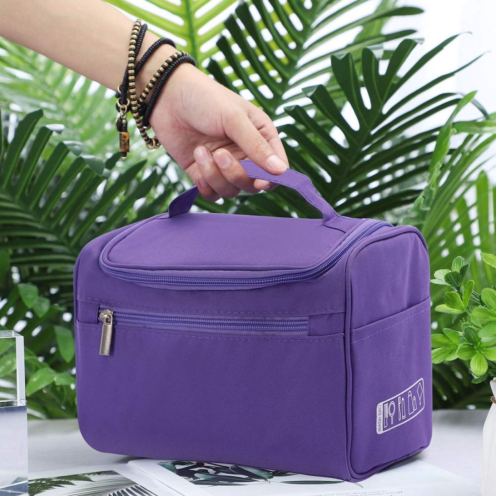 Premium CLEMATIS Hanging Cosmetic Organizer - Travel Toiletry Bag with Hook for Men & Women, Waterproof Makeup Storage Pouch (Purple) - Ideal for Travel, Gym, Camping & Daily Organization