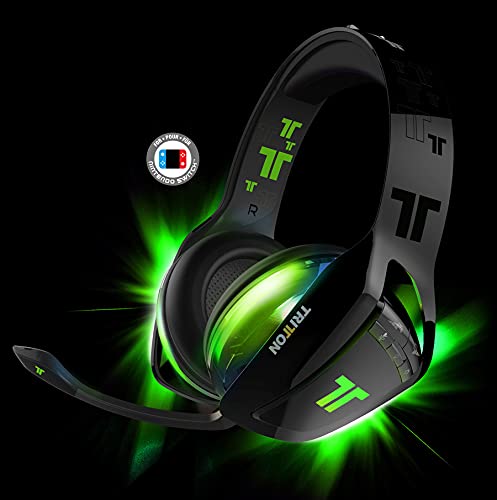 Mad Catz Tritton ARK 100 RGB Gaming Headset - Amplified Stereo Sound for PS4, Xbox One, Nintendo Switch - Black & Green - Perfect for Competitive Gaming & Immersive Play