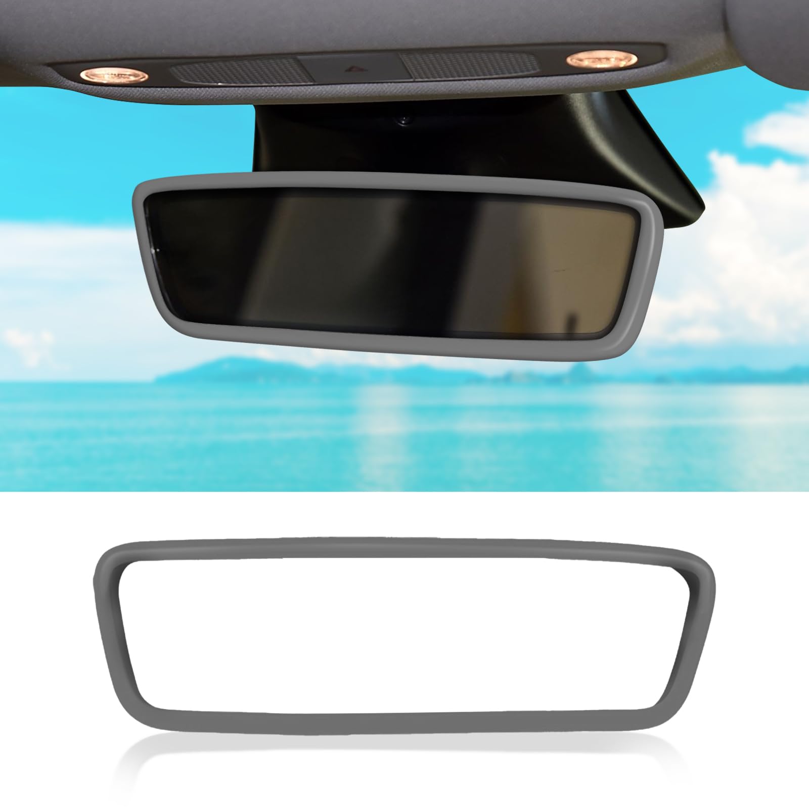 Silicone Car Rear View Mirror Protector Cover for Tesla Model 3/Y - Anti-Slip Interior Mirror Frame Accessory (Gray) | Perfect for Daily Commuting & Road Trips