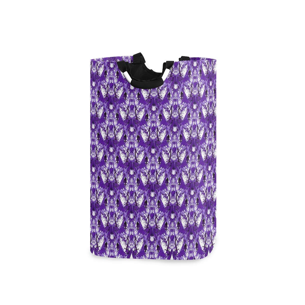 Large Collapsible Laundry Hamper Bag - 53L Ink Violet Floral Design, Foldable Fabric Storage Basket for Dirty Clothes, Kids Room & Dorm Organizer | Perfect for Laundry Room, Bedroom, and Travel Use