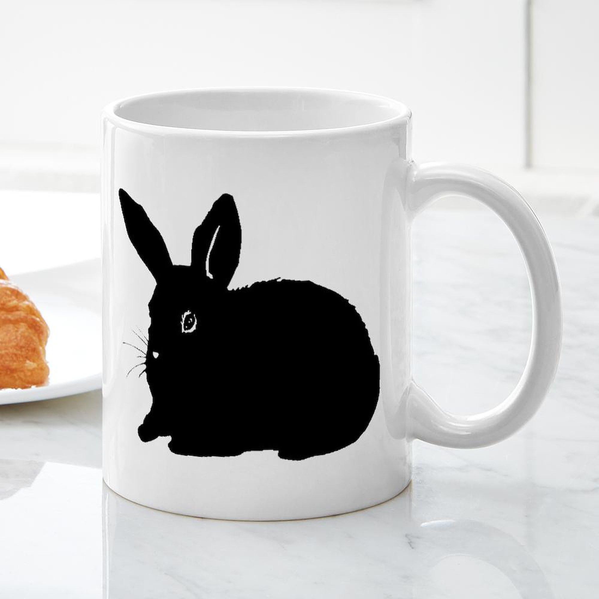 Bunny Silhouette Ceramic Coffee Mug 11 oz (325 ml) - Perfect for Tea, Hot Chocolate & Office Use - Cute Easter Gift Idea