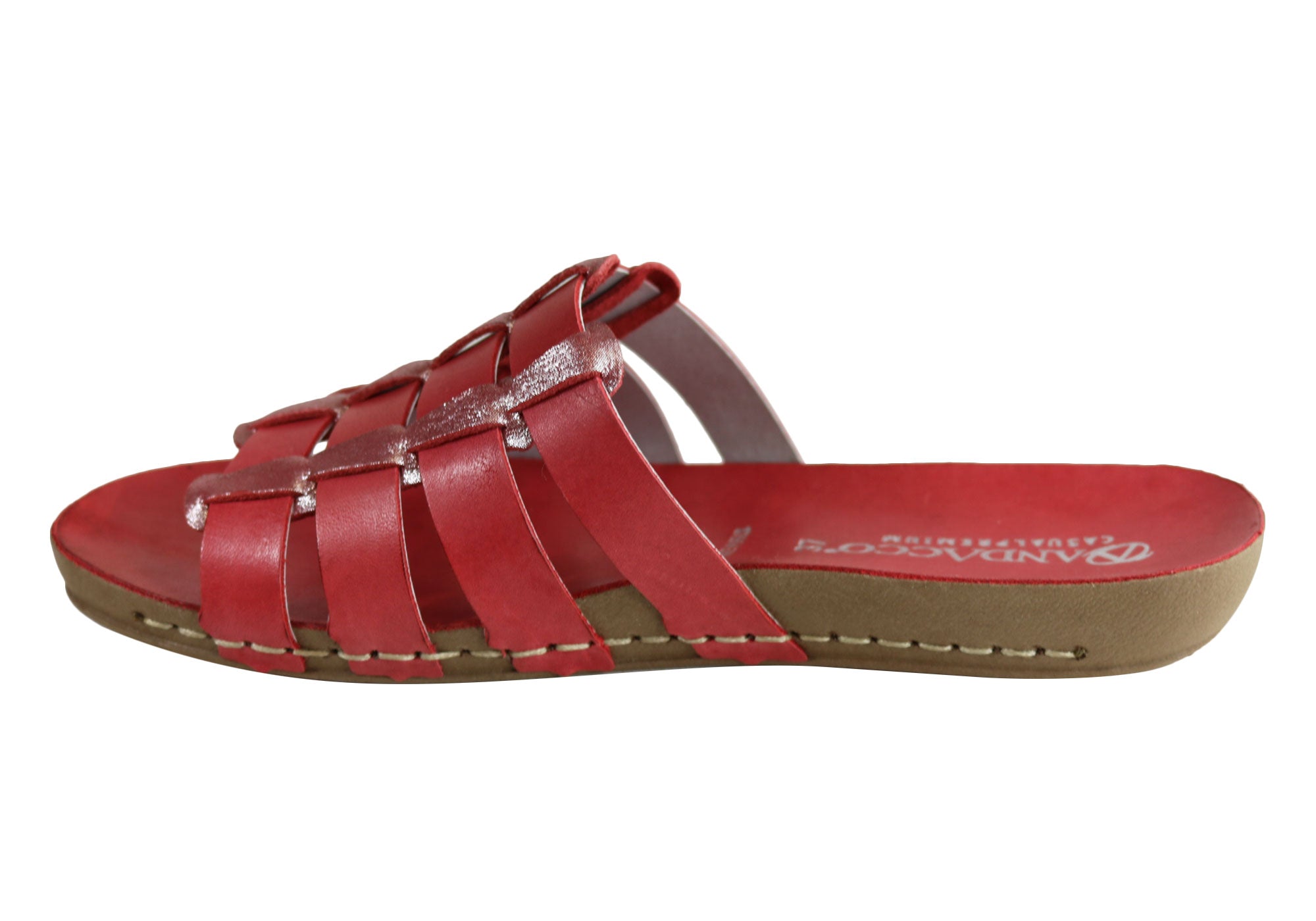 Andacco Sorrento Women's Comfort Leather Slide Sandals - Handmade in Brazil - Perfect for Beach, Vacation & Summer Outfits