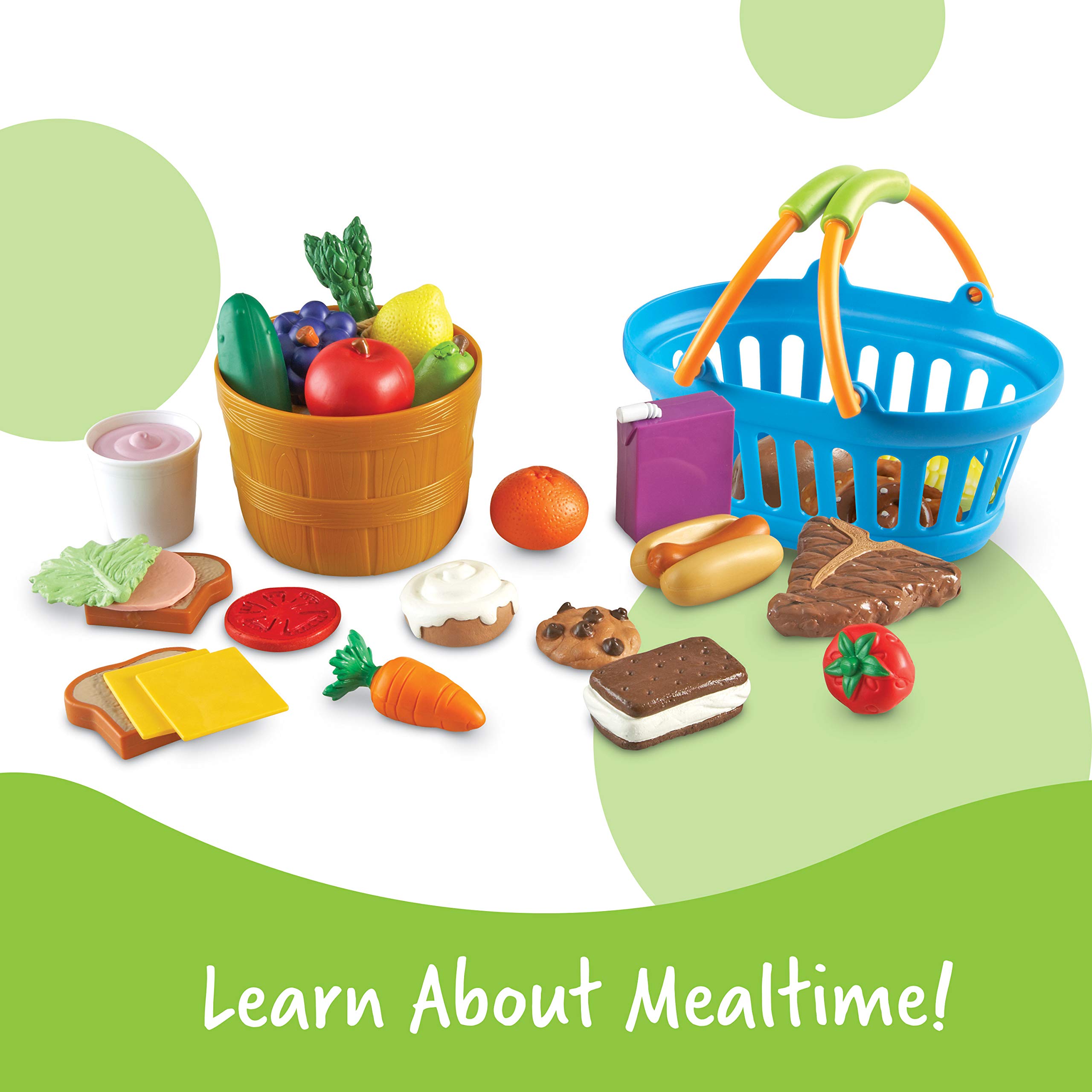 Learning Resources New Sprouts Deluxe Market Set - 32-Piece Pretend Play Food for Toddlers & Preschoolers, Educational Kitchen Play Toys for Kids Ages 18+ Months | Perfect for Role-Playing, Early Learning & Social Development