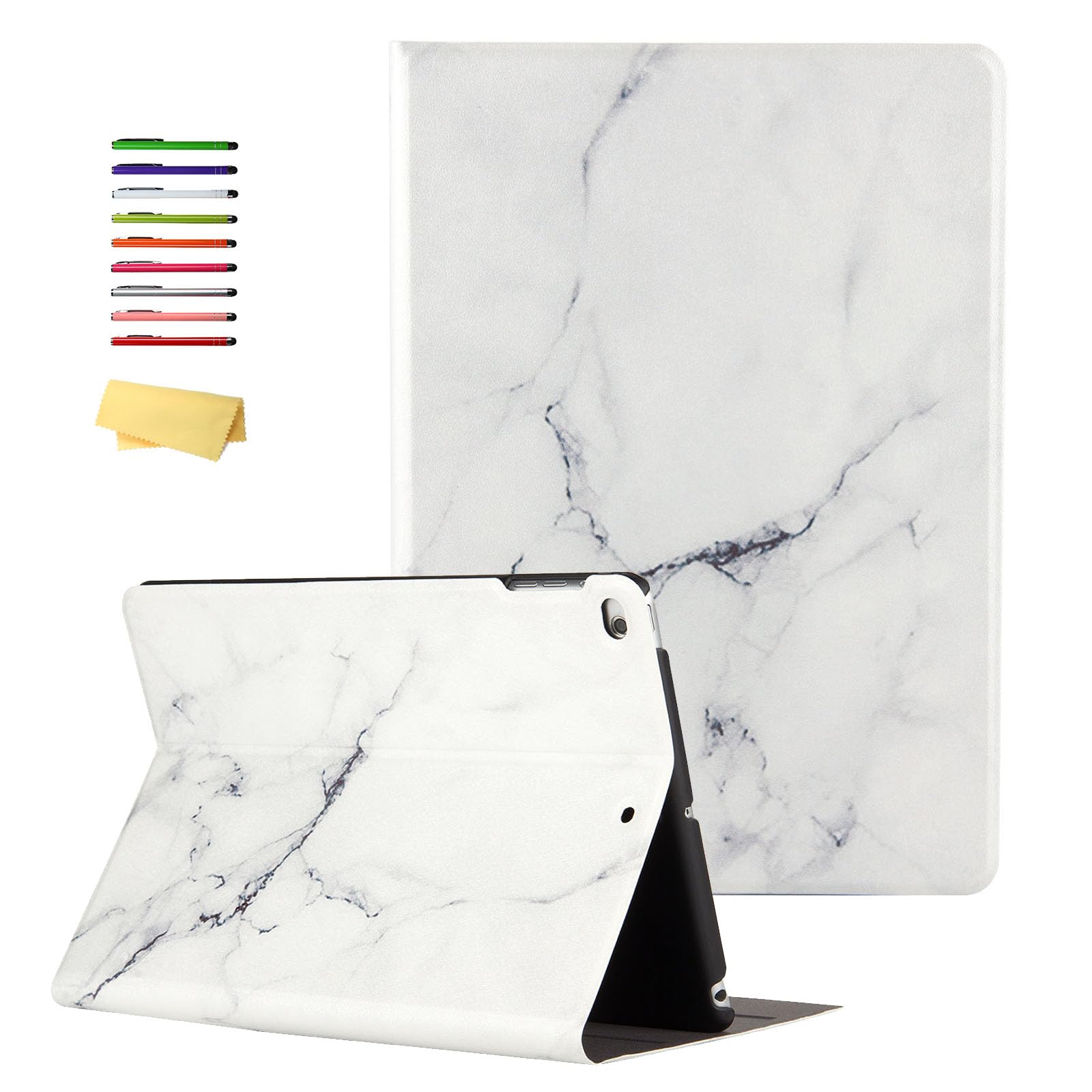 Premium Shockproof Case for Apple iPad 9.7 inch (iPad 5th/6th Gen 2017/2018 & iPad Air/Air 2) - Slim Synthetic Leather Folio Cover with Auto Wake/Sleep, Multi-Angle Stand & TPU Shell - Perfect for Work, Study & Travel (White Map Design)