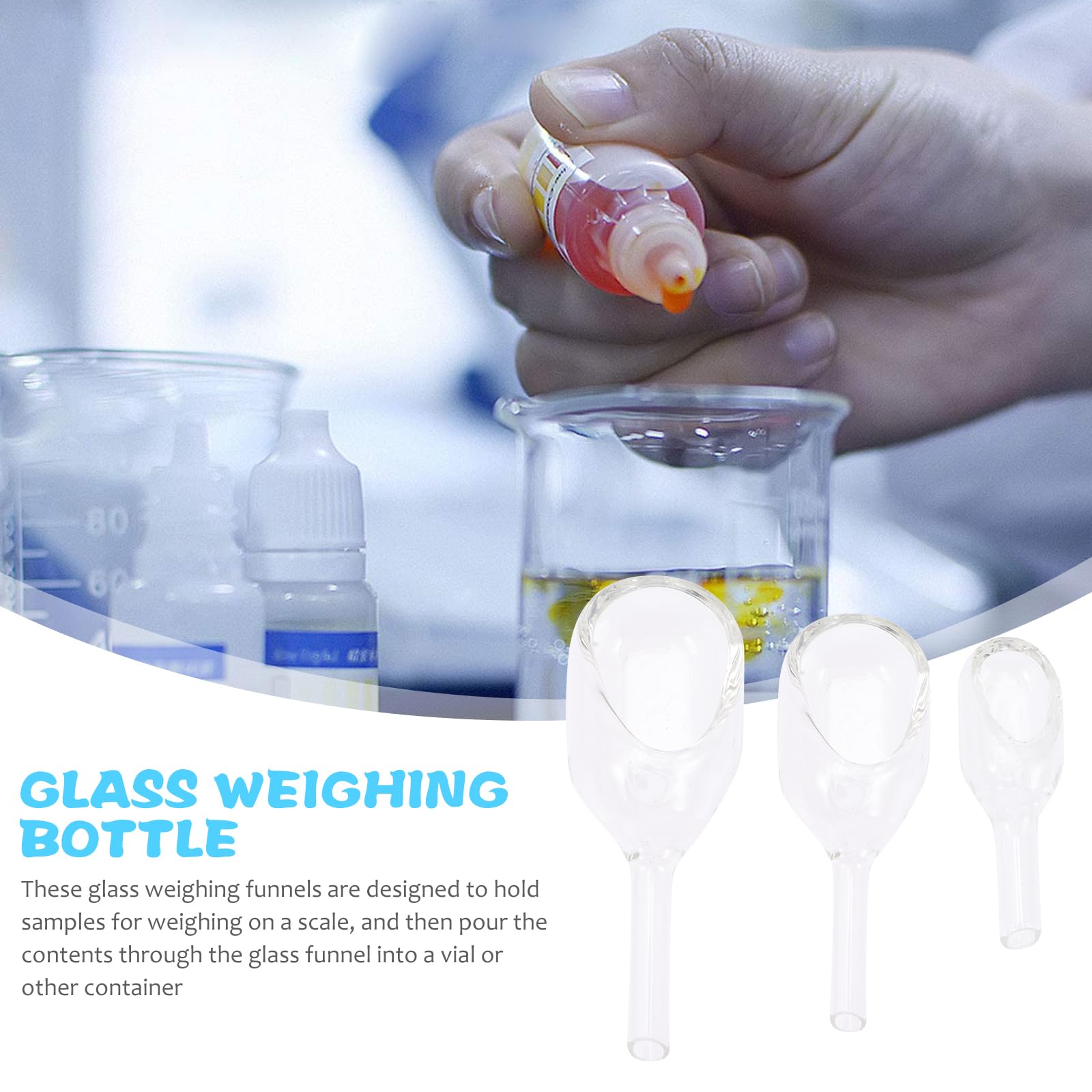 Mipcase 3-Piece Glass Weighing Boat Set with Round Weighing Funnel - Clear Laboratory Glassware for Precise Chemical Measurement - Perfect for Science Labs, Pharmacy, and Research Experiments