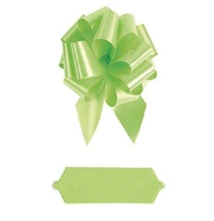 50 Pack Lime Green Pull Bows - 8 Inch Double Sided Satin Ribbon with 20 Loops for Gift Wrapping, Party Decorations, Wedding Favors & DIY Crafts