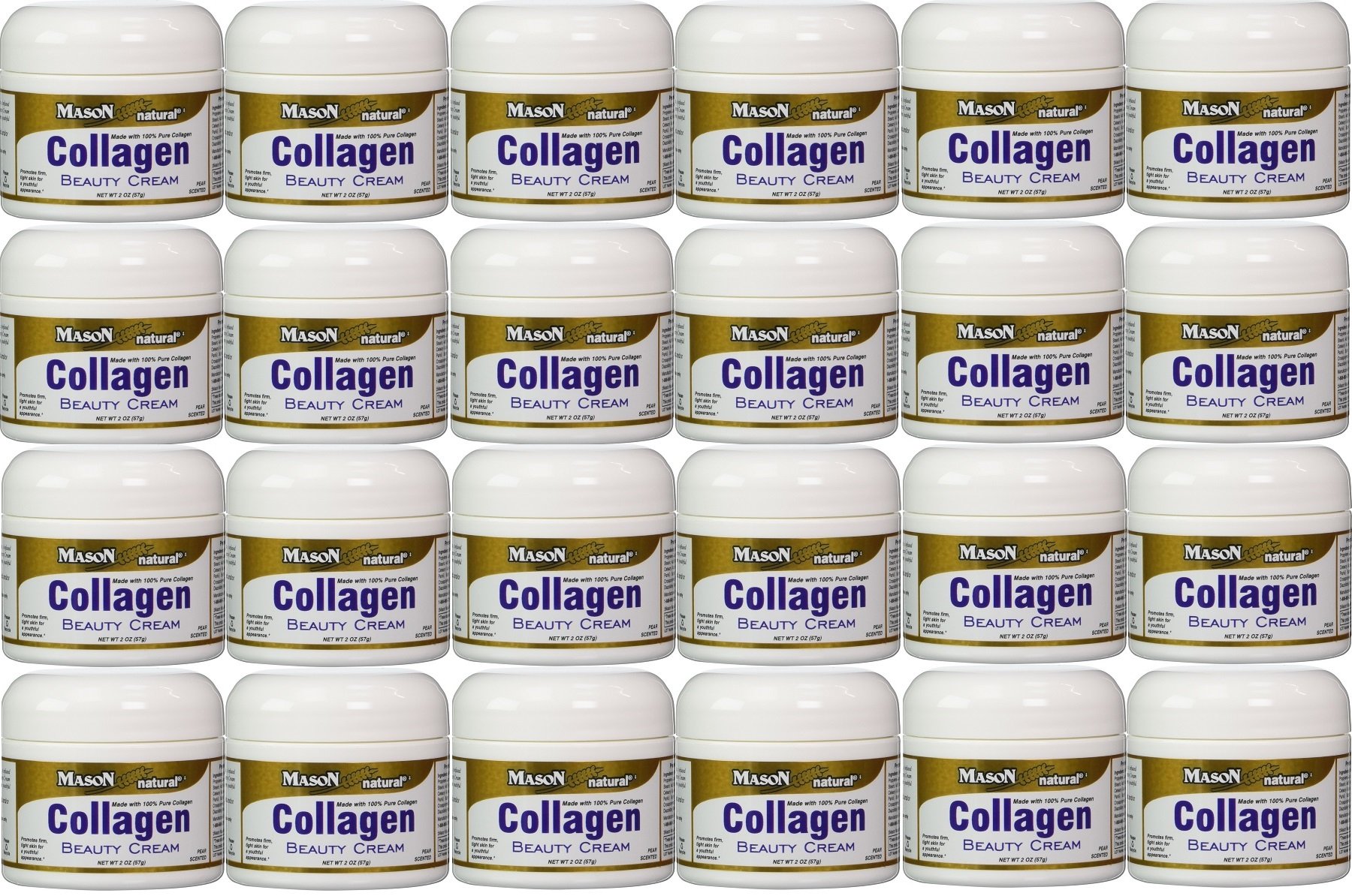 **Pure Collagen Beauty Cream - 100% Natural Anti-Aging Face Moisturizer for Tight & Firm Skin - 2 oz Jar (Pack of 24) - Perfect for Daily Skincare Routine & Nighttime Hydration**