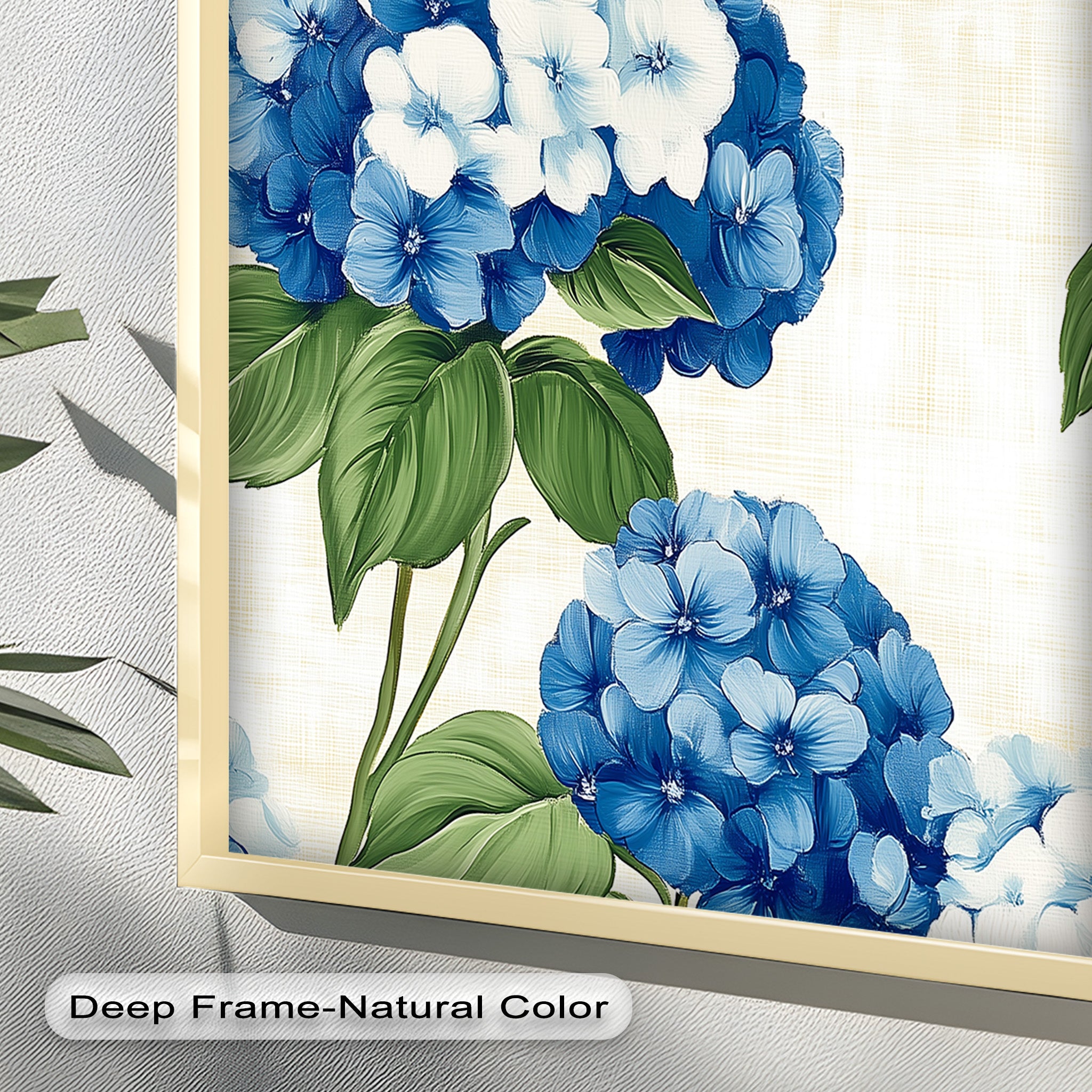 Blue and White Blooming Flower Oil Painting - Handmade Canvas Art for Home Decor, Living Room, Bedroom & Office Wall