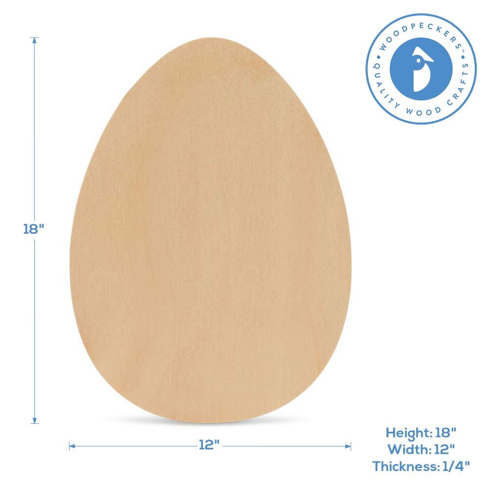 25 Large Pre-Sanded Wooden Egg Cutouts 18x12 Inch - Sturdy Egg-Shaped Wood Blanks for DIY Crafts, Easter Decorations, Holiday Centerpieces & Spring Home Decor - Perfect for Painting, Decoupage & Seasonal Displays by Woodpeckers