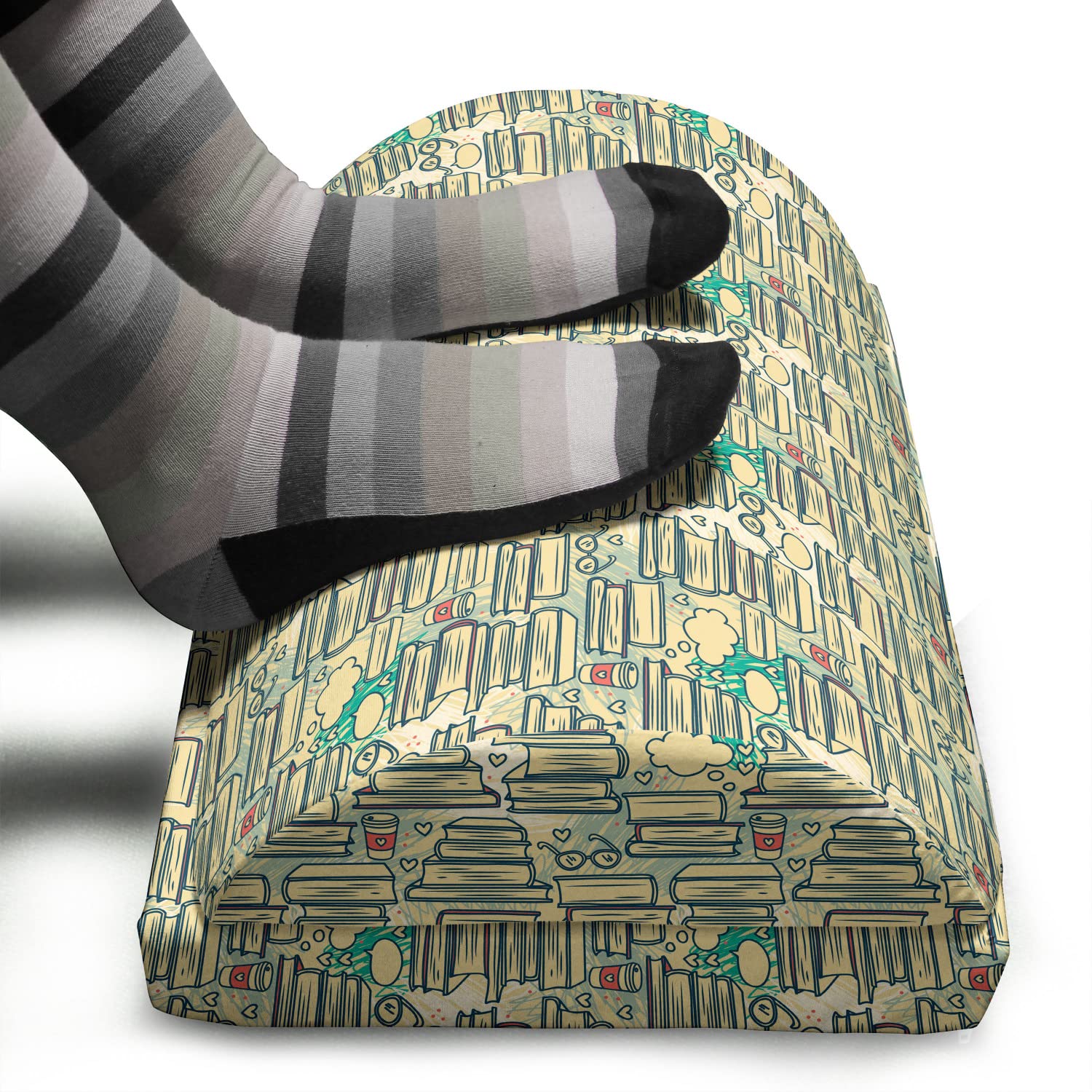 Ambesonne Book Lover Foot Rest - Adjustable Memory Foam Leg Support with Non-Slip Backing | Ergonomic Design for Office & Home Use | Perfect for Reading, Studying & Relaxing with Books