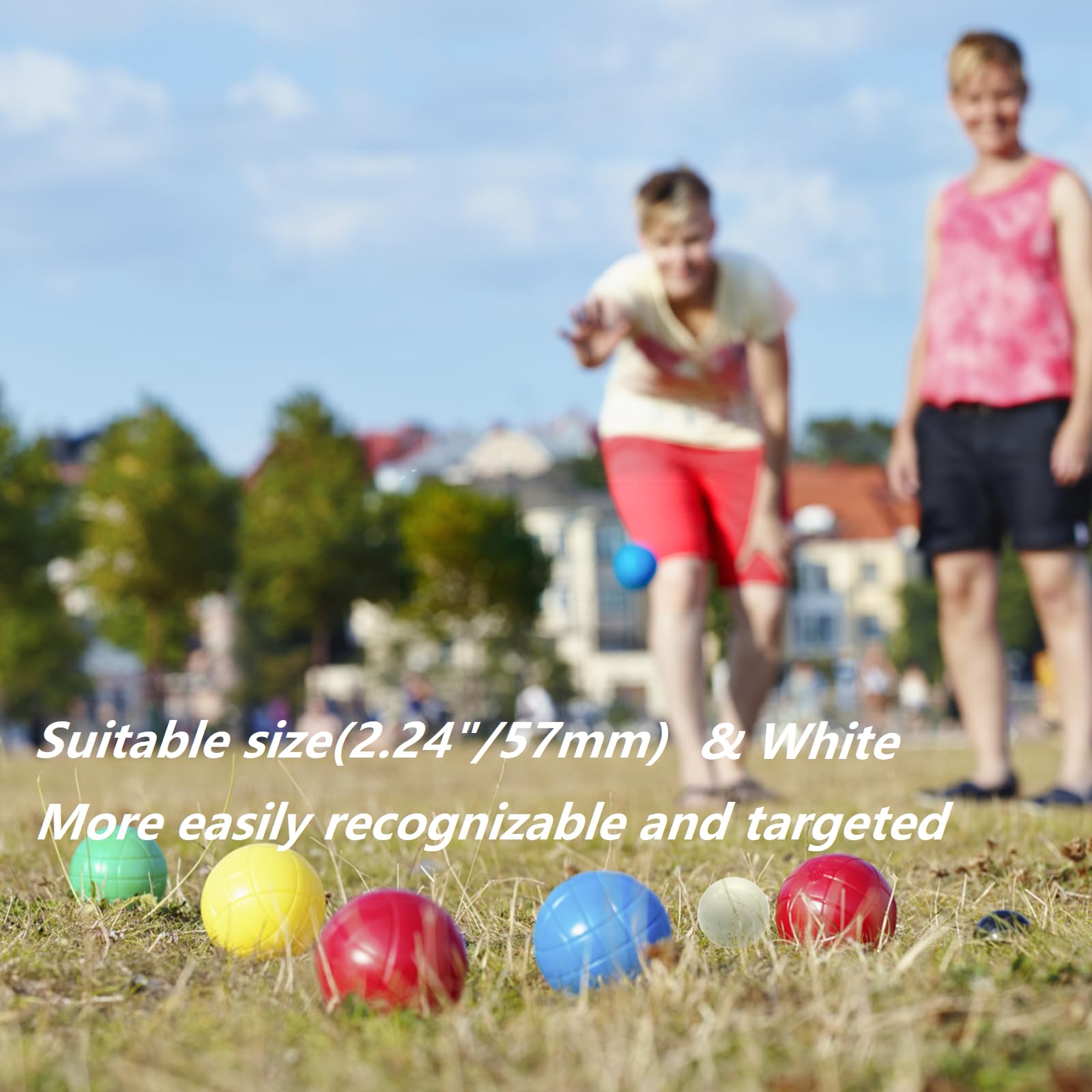 2 Pcs 57mm Bocce Pallino Replacement Balls - Durable White Bocce & Boule Game Accessories for Outdoor Lawn Games and Backyard Fun