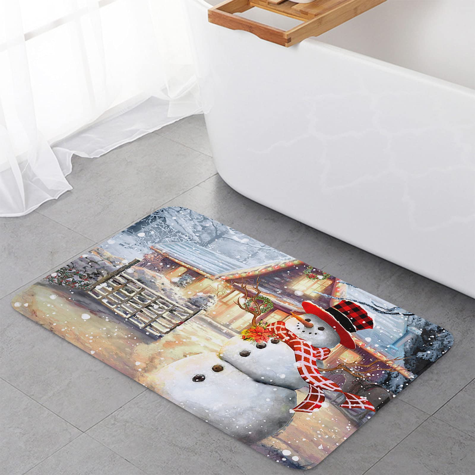 Snowflake Winter Outdoor Rug 20x32in - Farmhouse Christmas Decor for Bedroom, Kitchen & Bathroom