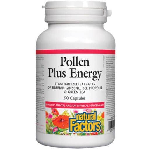 Natural Factors Pollen Plus Energy Supplement - 90 Capsules for Enhanced Stamina & Vitality | Boost Energy Naturally for Workouts, Focus & Daily Activities