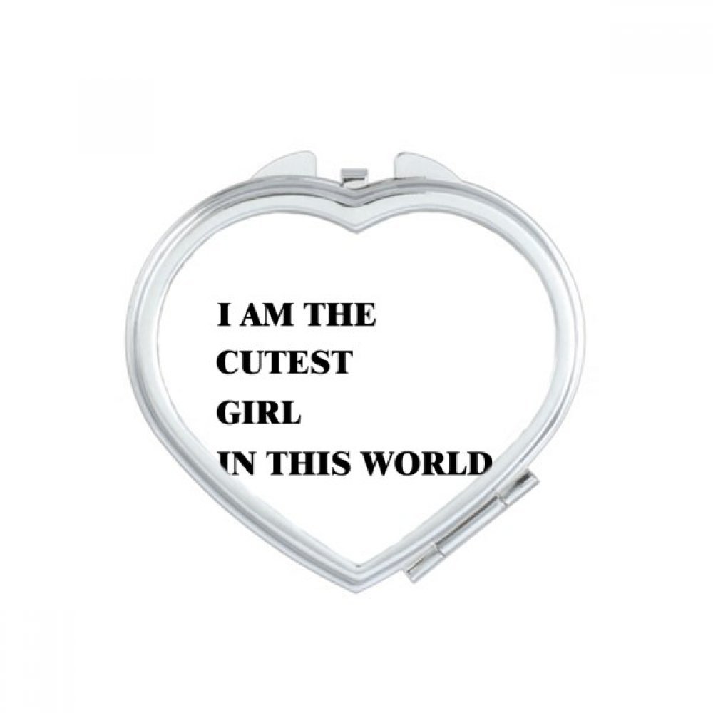 Bestchong I Am The Cutest Girl Heart Mirror - Portable Travel Makeup Mirror with Magnification, Compact Handheld Pocket Mirror for Girls & Women - Perfect for Travel, Home, and On-the-Go Touch Ups
