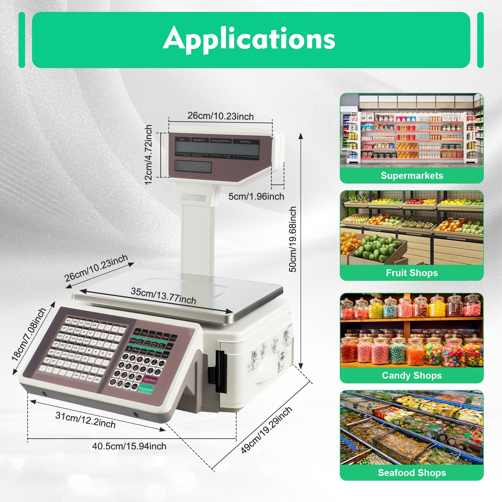 66LBs Digital Commercial Food Scale with Price Calculator & TD Printer - Accurate Weighing for Deli Meat, Groceries, Farmers' Markets & Retail Stores | Perfect for Pricing, Inventory & Checkout