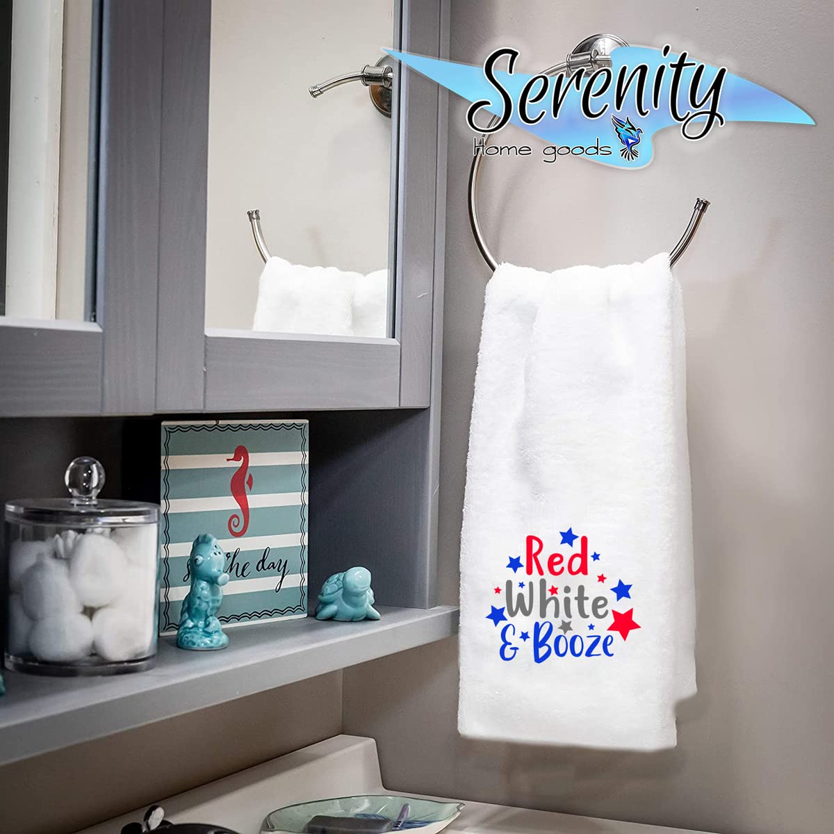 American Flag Hand Towels for Kitchen & Bath - Red White and Blue Memorial Day & 4th of July Decor | Summer Home Accents | USA Patriotic Holiday Towels for Spring & Fall Decorations | Perfect for Seasonal Parties & Patriotic Home Styling