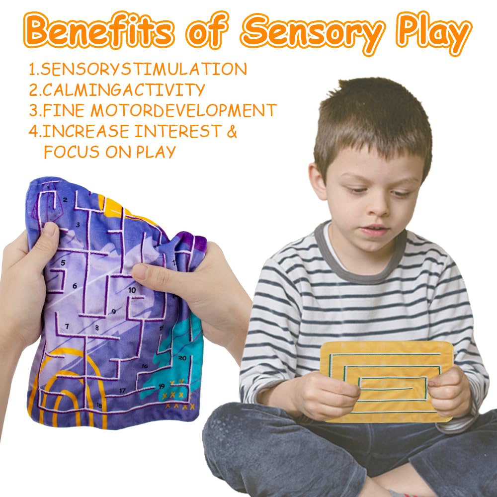 5 Pack Marble Maze Sensory Fidget Mat - Stress Relief & Anxiety Calming Toys for Kids, Adults & Teens with Autism - Tactile Sensory Toys for Special Needs, Classroom & Home Use - 2 Sizes Available - Perfect for Focus, Relaxation & Sensory Therapy