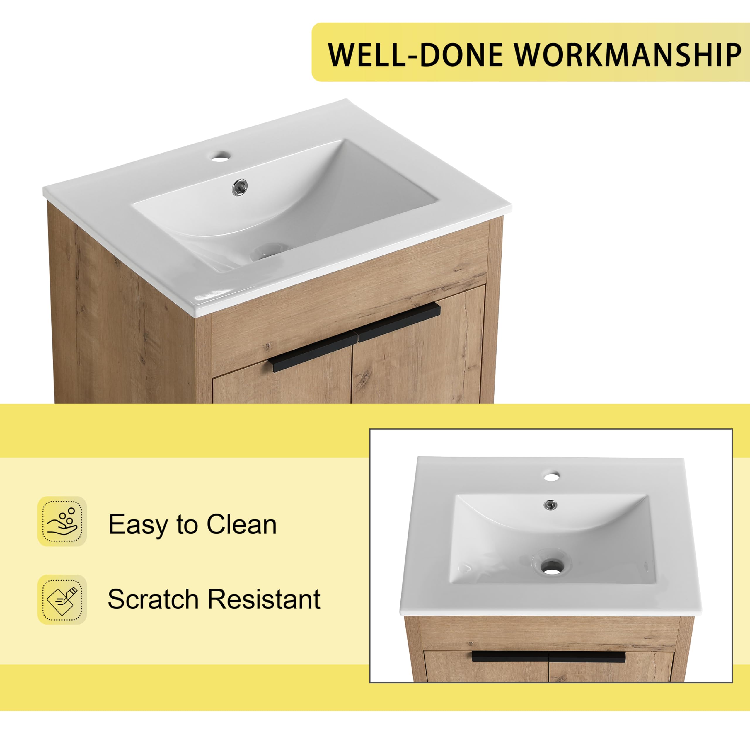 24 Inch Bathroom Vanity with Sink - 24