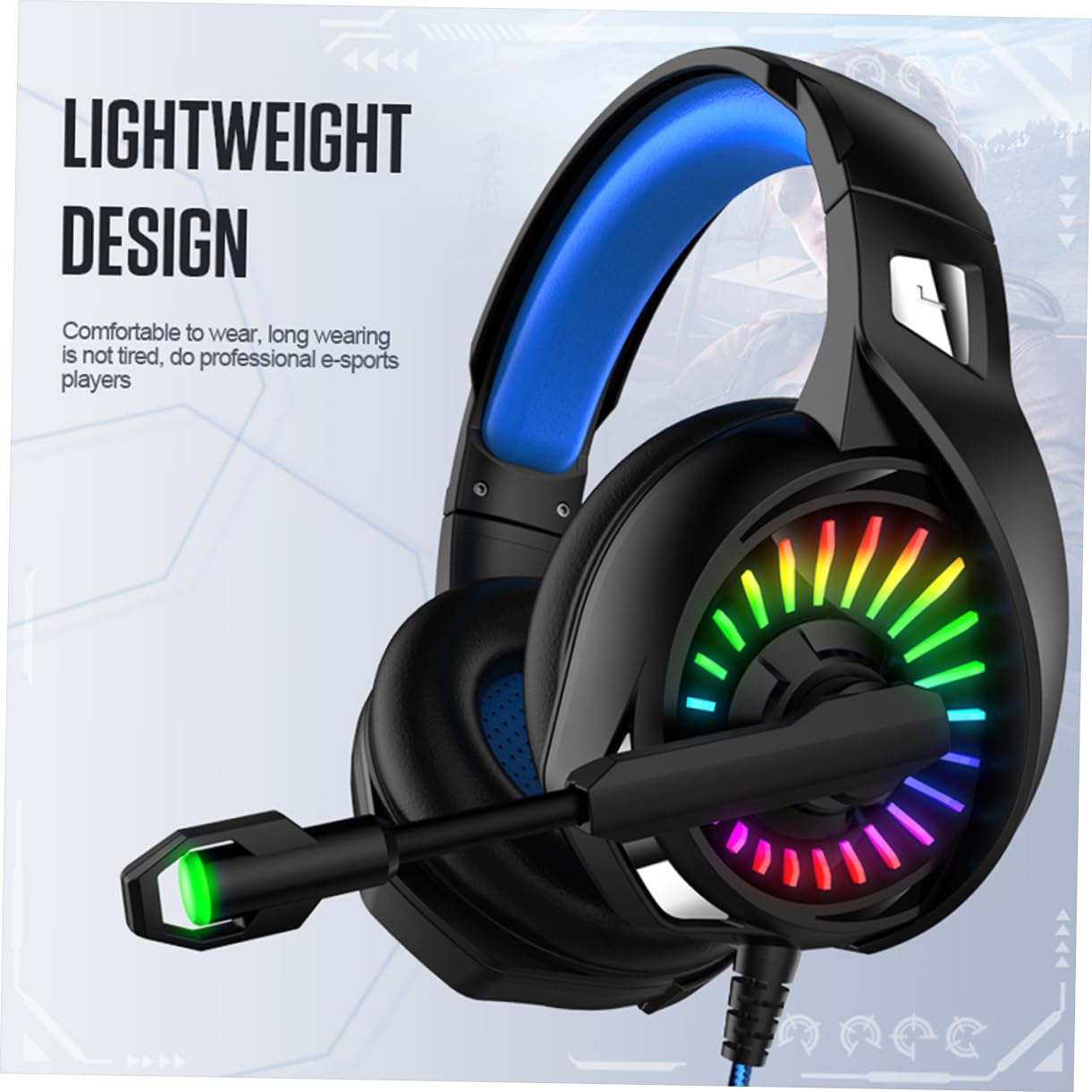 ETHZZLE Wired Gaming Headset with 7.1 Surround Sound, Noise Cancelling Mic, 50mm Drivers & RGB Lighting - Comfortable Over-Ear Headphones for PC, PS4, Xbox Gaming & Online Meetings