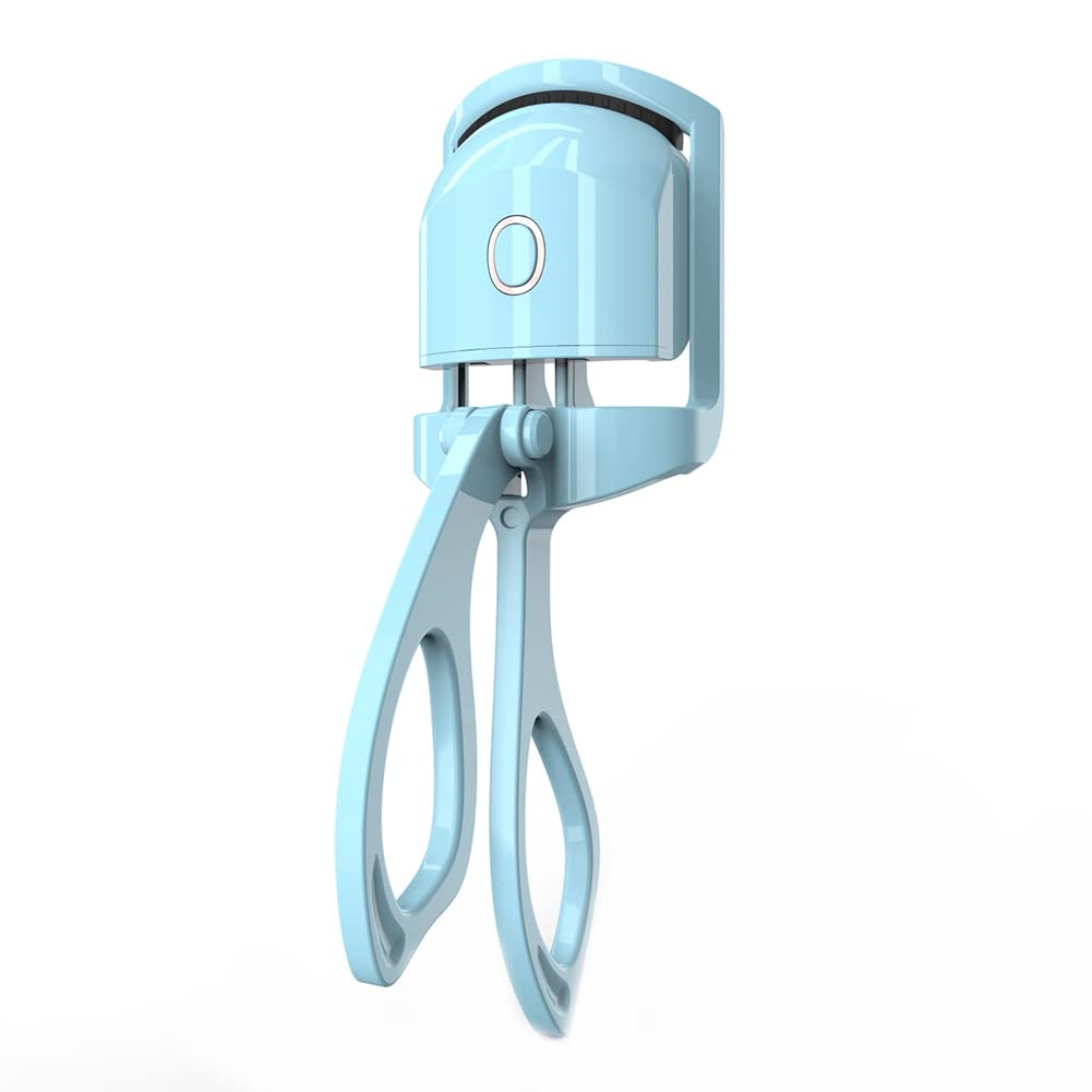 SAHROO Electric Heated Eyelash Curler - Temperature Control, USB Rechargeable, Portable Eyelash Perm Tool (Blue) | Perfect for Travel, Home Use & Professional Makeup Application