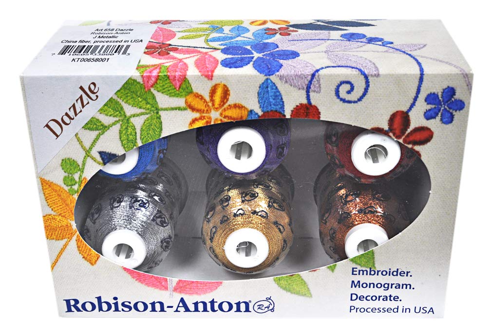 Robison-Anton Metallic Mini King 6 Spool Gift Pack - Premium Thread for Sewing, Embroidery & Crafts - Perfect for DIY Projects, Gift Wrapping & Home Decor