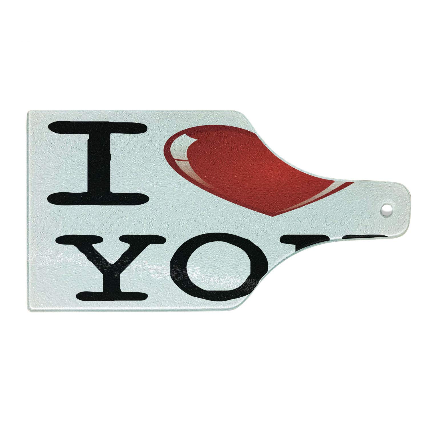 Ambesonne I Love You Tempered Glass Cutting Board - Valentine's Message, Birthday Gift for Best Friends, Couples & Family - Decorative Wine Bottle Shaped Serving Board (Red/White/Black) - Perfect for Romantic Dinners, Anniversary Celebrations & Housewarming Gifts