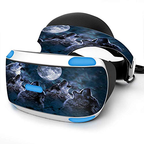 Sony PlayStation VR Headset Skin Decal Vinyl Wrap - Howling Wolves at Moon Design | Protective Cover for PSVR | Gaming Accessories for Virtual Reality Enthusiasts | Perfect for Gaming Setups and Themed Decor