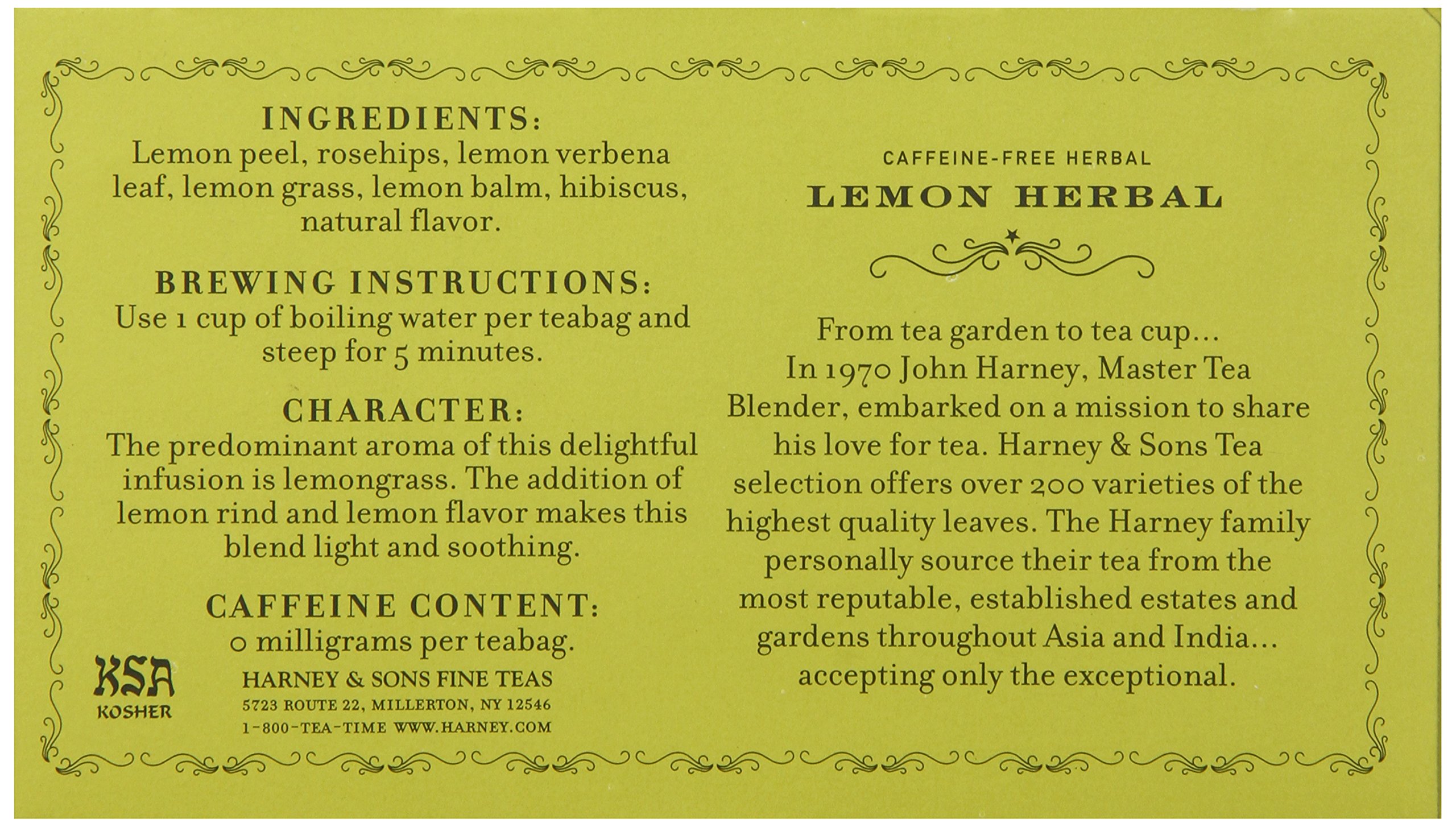 Harney & Sons Herbal Tea - Lemon Flavor, 50 Tea Bags | Caffeine-Free, Natural Ingredients | Perfect for Relaxation, Afternoon Tea & Gifts