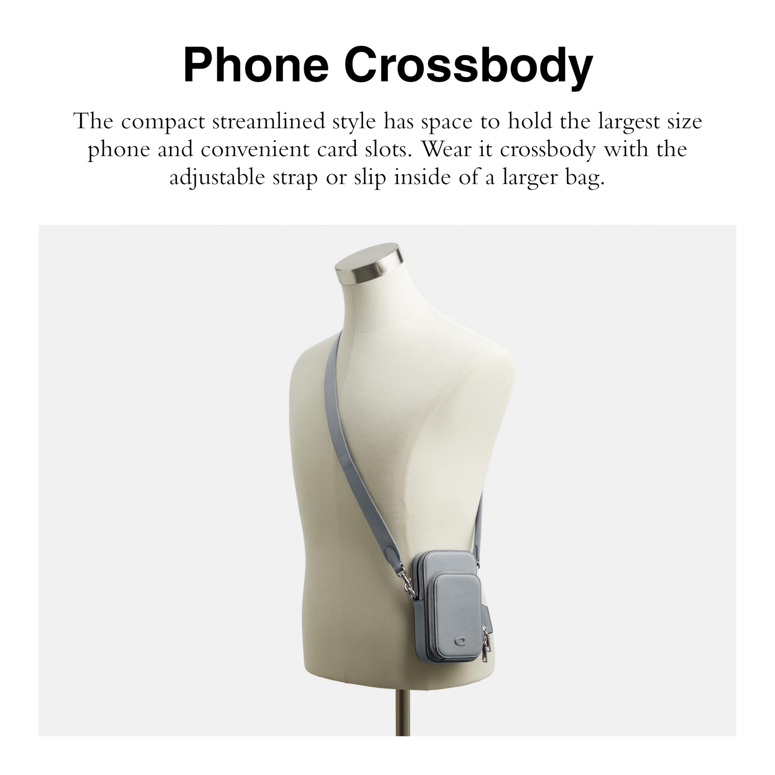 Coach Men's Crossgrain Leather Phone Crossbody Bag - Stylish & Durable for Everyday Use, Travel, and Work Commute