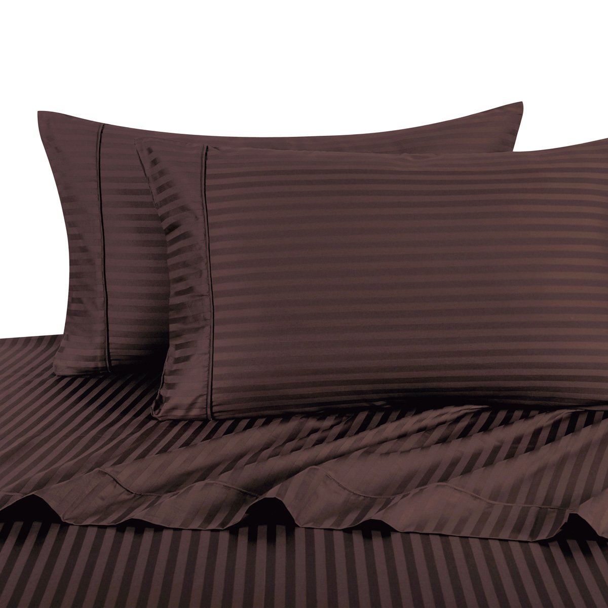 Royal Plush 100% Cotton 300 Thread Count Sheet Sets - Luxurious Sateen Weave Stripes, Deep 15