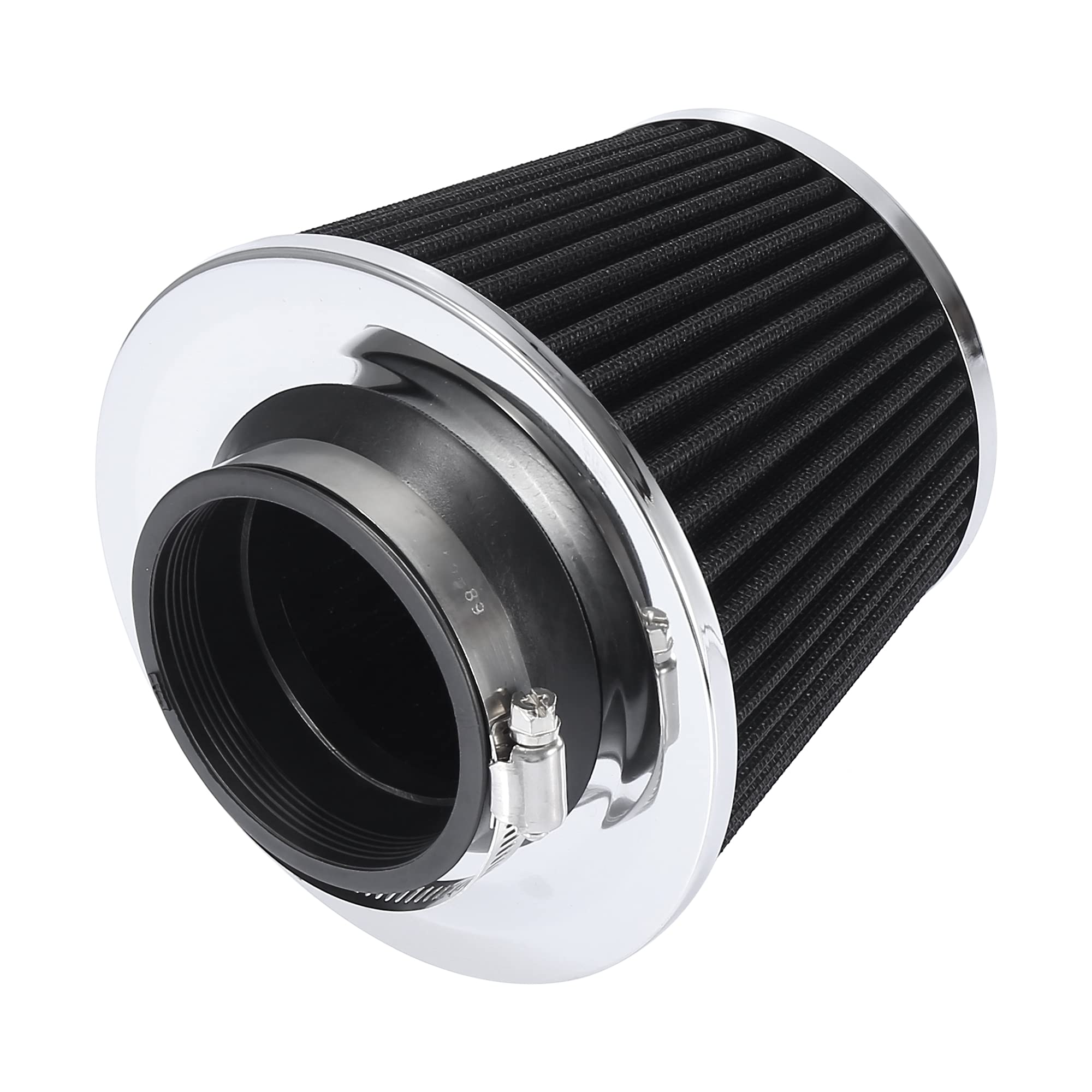X AUTOHAUX 3 Inch Inlet Diameter Universal Car Air Intake Filter - High Performance Metal Round Tapered Design (Black) - Perfect for Engine Protection & Performance Upgrade in Trucks, SUVs & Sports Cars