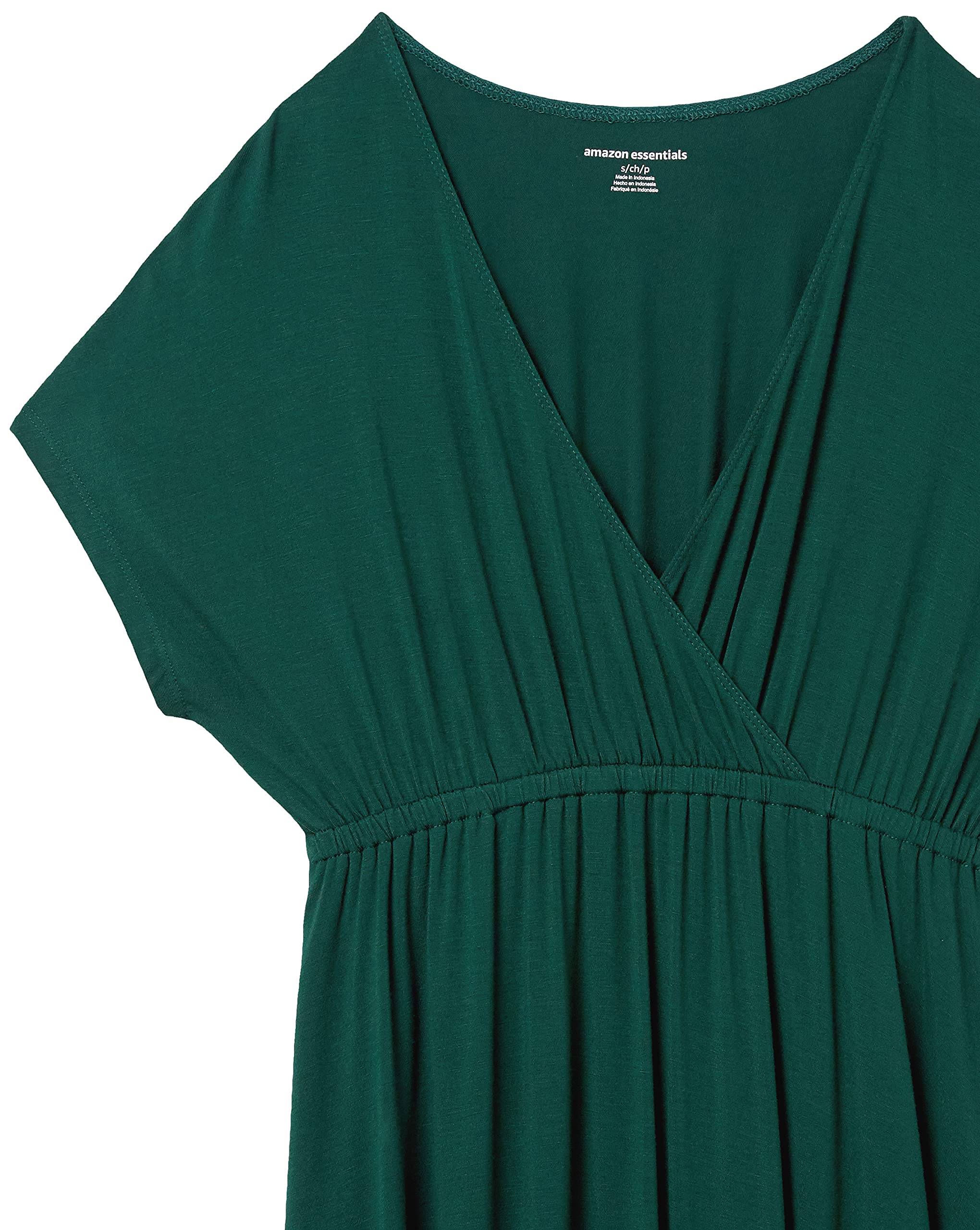 Amazon Essentials Women's Surplice Dress - Flattering Wrap Style, Plus Size Options, Casual & Formal Wear for Work, Date Night & Special Occasions