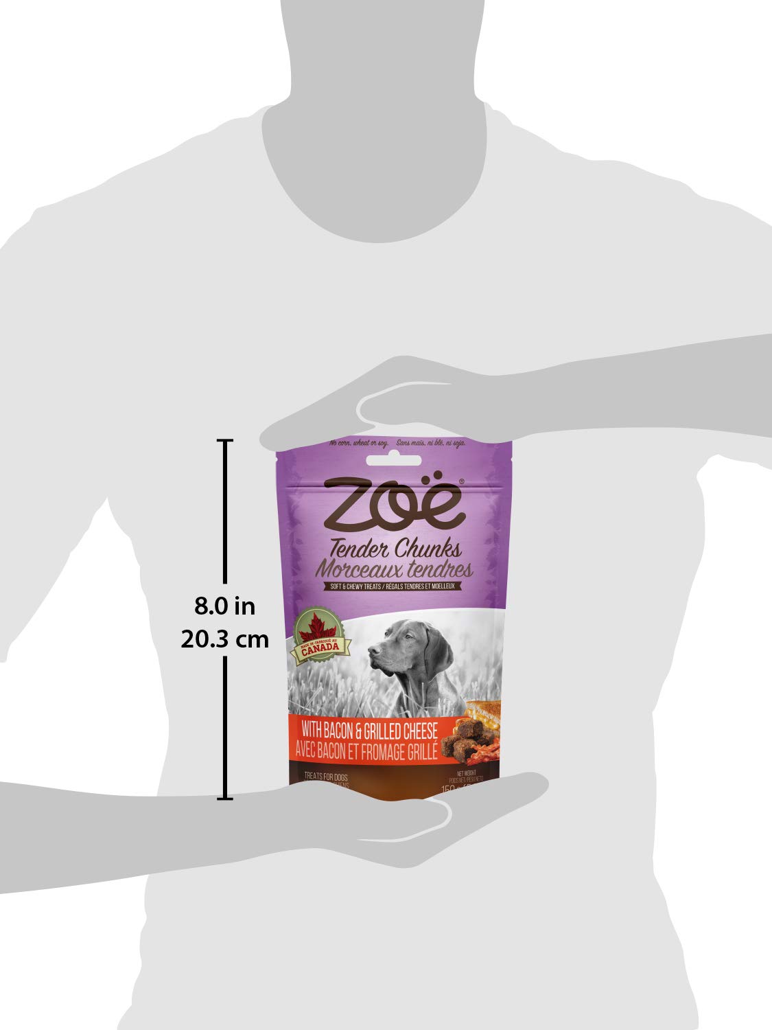 Zoe Tender Chunks Dog Treats - Cheese & Bacon Flavor, 5.3 oz - Delicious Soft Bites for Training & Rewards - Perfect for Small & Medium Dogs at Home or Outdoors