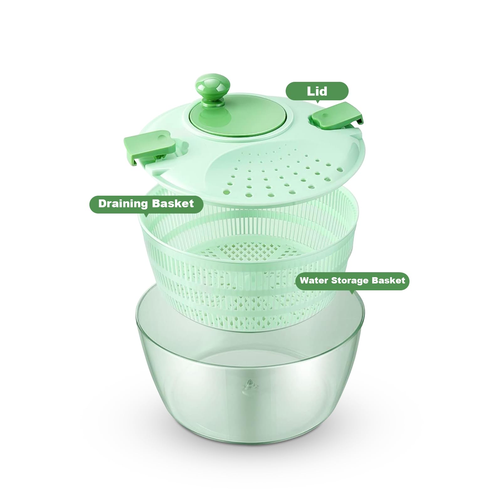 3.6 Qt Large Salad Spinner with Secure Lid Lock & Ergonomic Handle - BPA-Free Vegetable & Fruit Dryer for Greens, Herbs, Berries - Perfect for Kitchen Prep, Healthy Eating & Meal Prepping