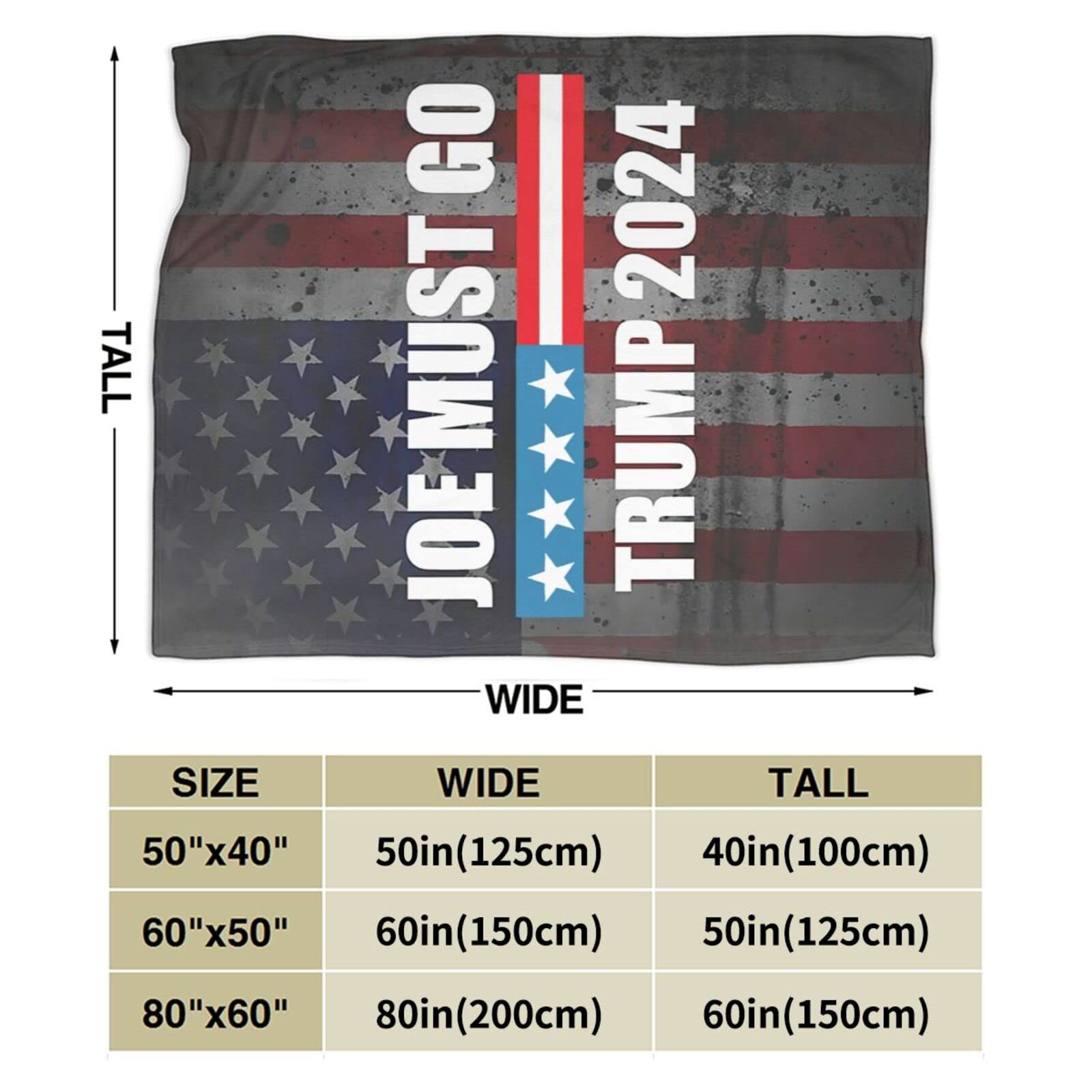 Joe Must Go Trump 2024 Blankets - Soft Lightweight Throw Blanket for Bed, Couch & Living Room - Cozy Fleece Blanket for Movies, Camping & Gifts