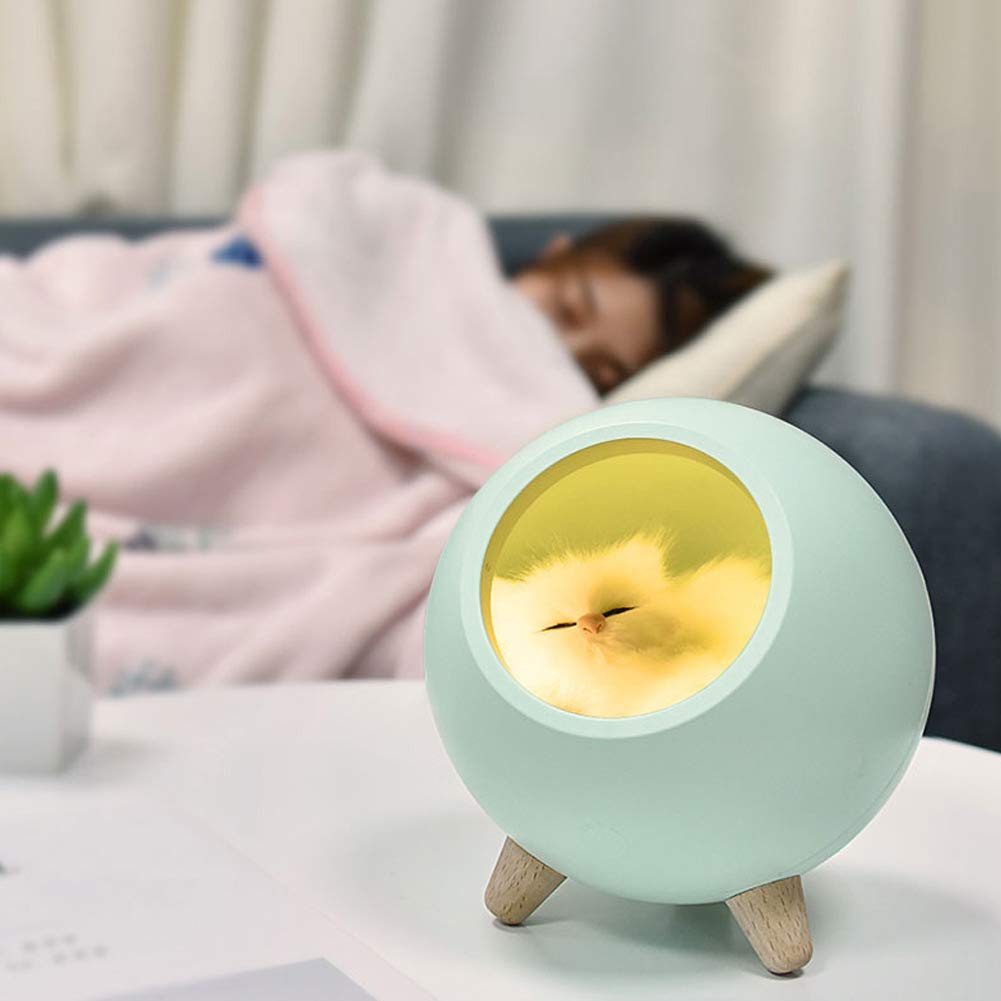 EVTSCAN Cute Cat Night Light - LED Pet House Lamp for Bedroom, Nursery, Kids Room - Soft Green Glow for Relaxing Ambience & Nighttime Comfort