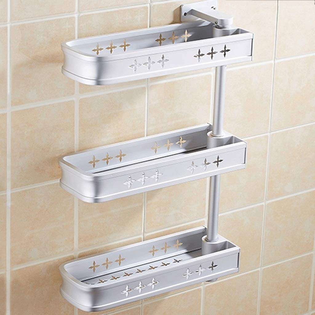 XJJZS Wall Mounted Corner Kitchen Rack - 3-Tier Rotating Spice Organizer, Space Saving Storage Shelf for Spices, Condiments & Small Items (54x34cm) - Perfect for Small Kitchens, Pantries & Bathrooms