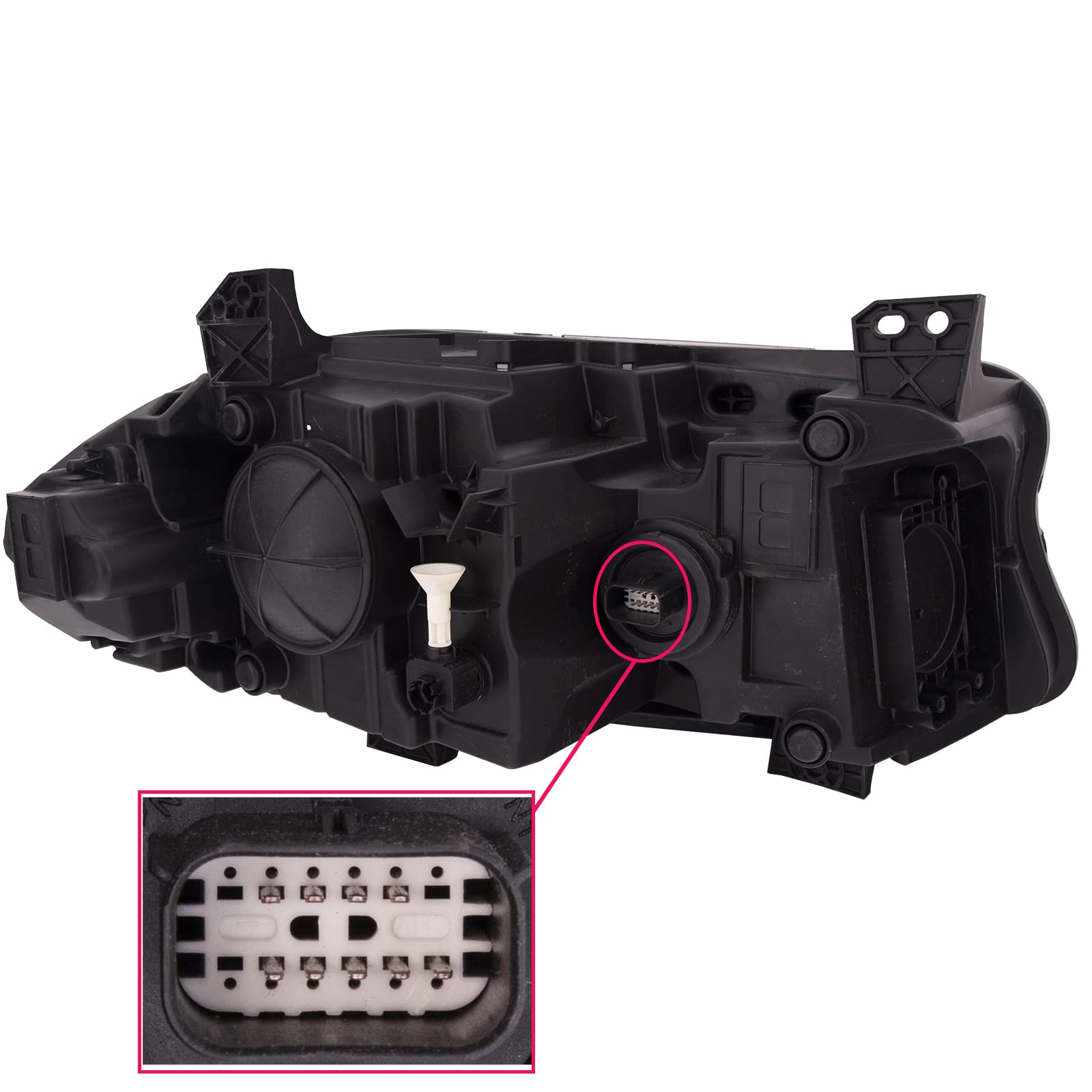 HEADLIGHTSDEPOT Left Driver Side Headlight Assembly - Projector Beam, CAPA Certified, Compatible with 2015 Dodge Charger | High Visibility Night Driving & Fog Light Replacement