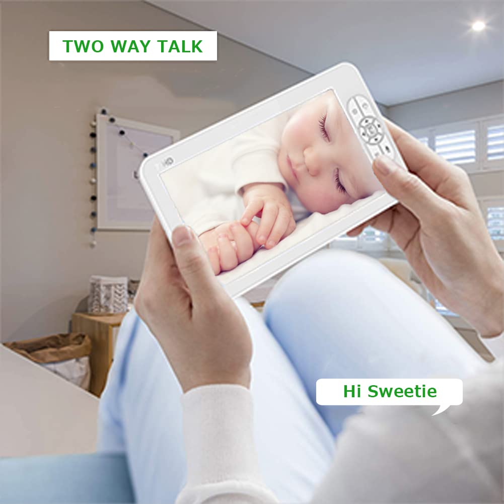 7-inch HD Baby Monitor with Camera - Split Screen, Two-Way Audio, Rotating Lens & Temperature Sensor | 1080P Video, Auto Night Vision & Soothing Lullabies | Perfect for Nursery, Daycare & Home Security Monitoring