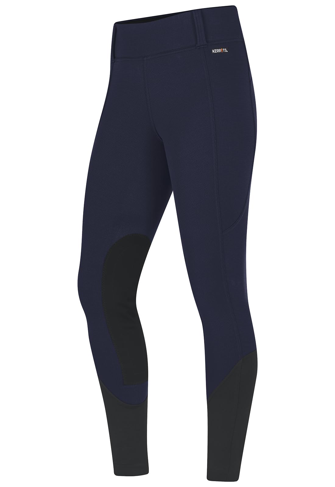 Kerrits Women's Sit Tight Wind Pro Knee Patch Winter Horse Riding Tights – Warm Polartec Equestrian Breeches with Phone Pocket | Cold Weather Riding, Training & Competition
