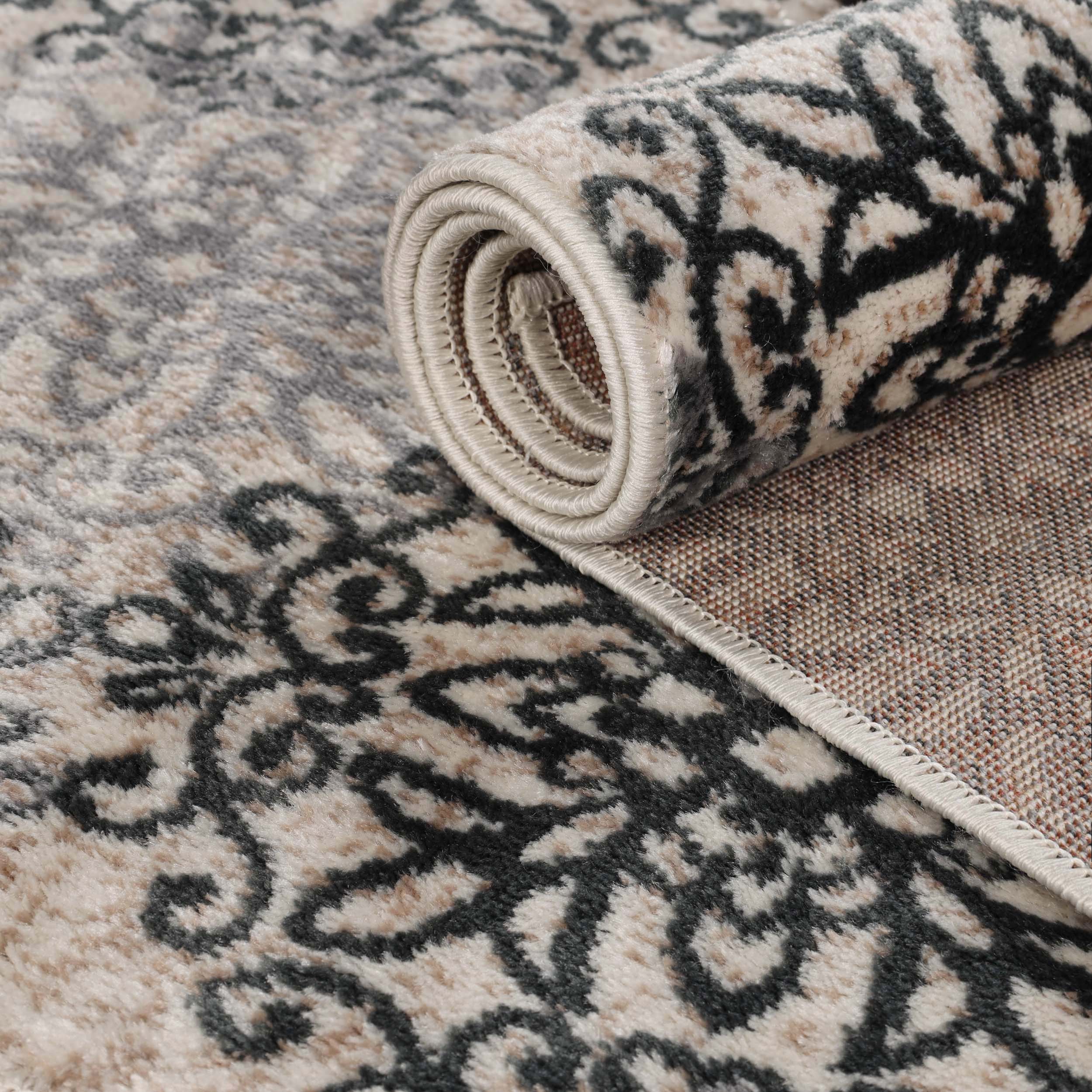Leigh Traditional Floral Scroll Indoor Area Rugs & Runner Rugs - Non-Slip Soft Living Room Bedroom Decor Carpet