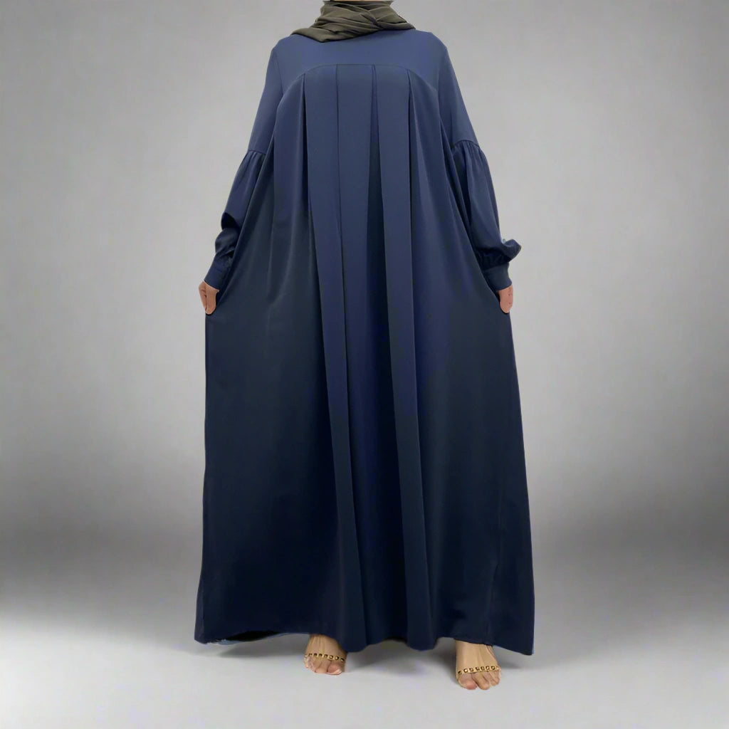 10 Color Options Puff Sleeve Abaya Dress With Pocket - Modest Muslim Dress for Women, Elegant Long Sleeve Maxi Dress for Prayer, Eid, Wedding & Special Occasions