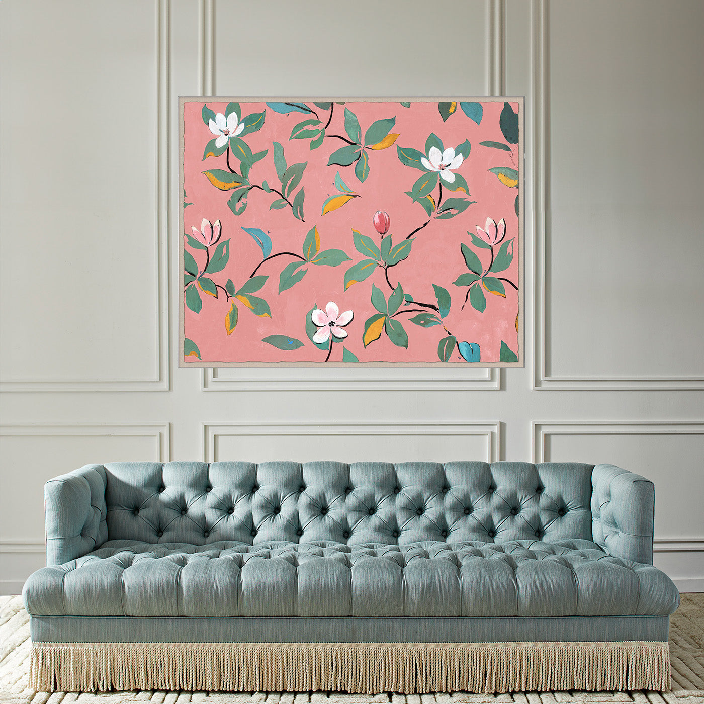 Paule Marrot Pink Magnolias Floral Print Fabric - Perfect for Home Decor, Fashion & DIY Craft Projects