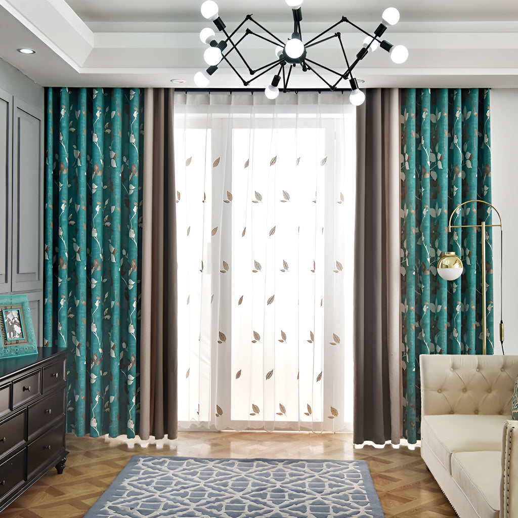 Nayla 3 Color Blocking Soundproof Blackout Custom Curtains for Bedroom & Living Room - Thermal Insulated Noise Reducing Window Drapes for Home Theater, Nursery, and Office