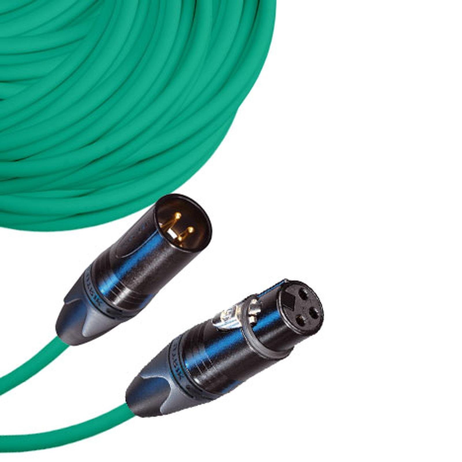 Premium Male to Female XLR Cable with Neutrik NC3 Connectors - 20ga Oxygen-Free Copper Wire - 200ft Green Audio Cable for Live Sound, Studio Recording & Professional Audio Equipment