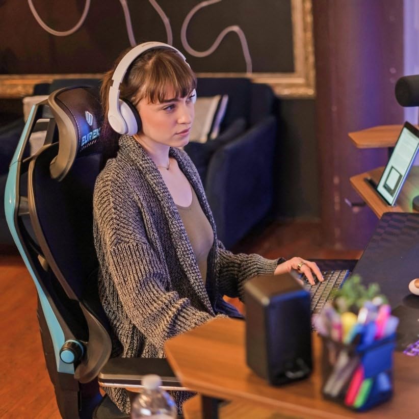 EUREKA ERGONOMIC Typhon Ergonomic Gaming Chair - Adjustable Lumbar Support & 4D Armrests, Breathable Mesh Office Desk Chair for Home & ESL Co-Branded Computer Gaming (Black Blue) - Perfect for Gamers, Remote Work & Long Hours Sitting