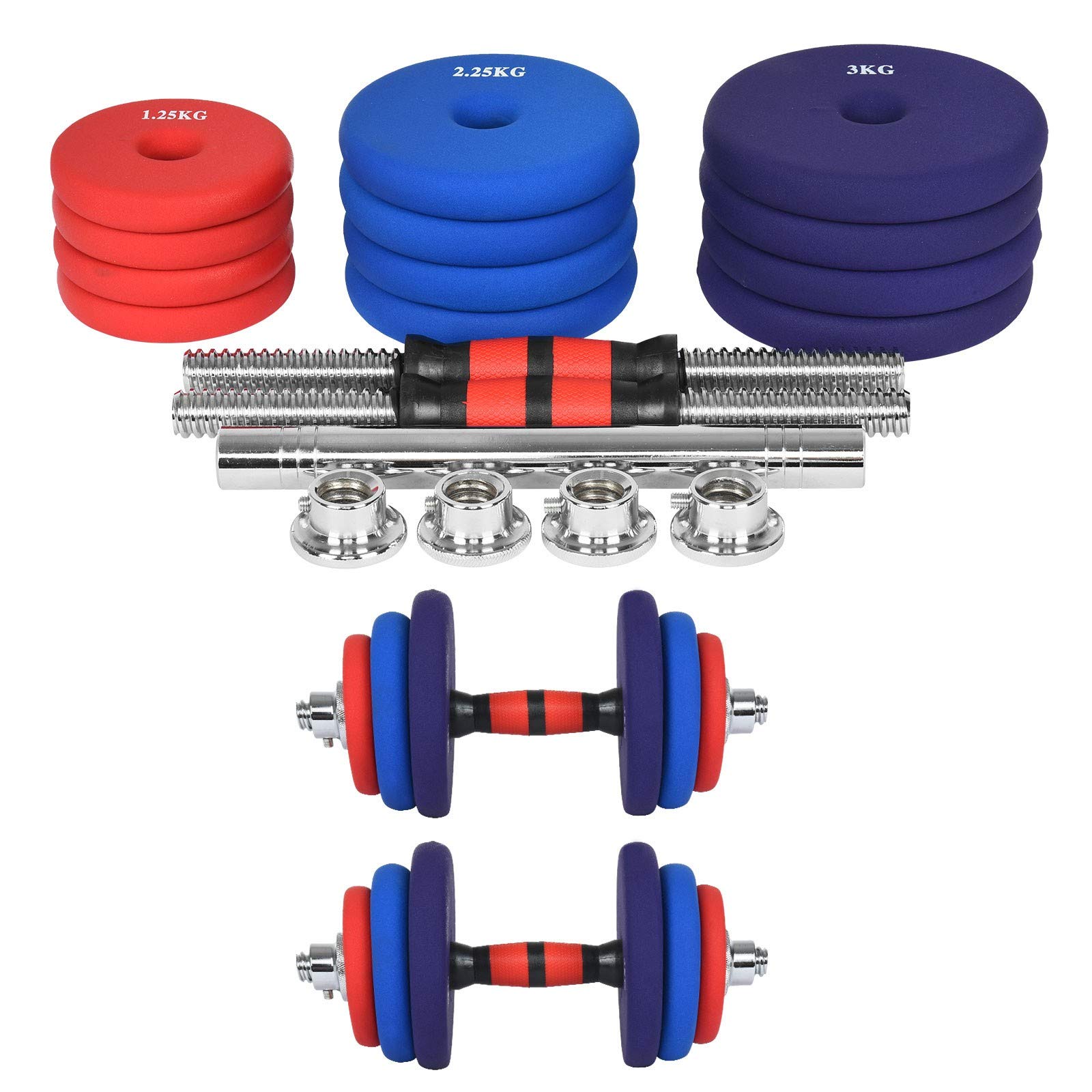 Adjustable Dumbbell Set 30KG/66LBS - Convertible Barbell Weights with Connector Options for Home Gym & Strength Training | Perfect for Weightlifting, CrossFit & Full-Body Workouts